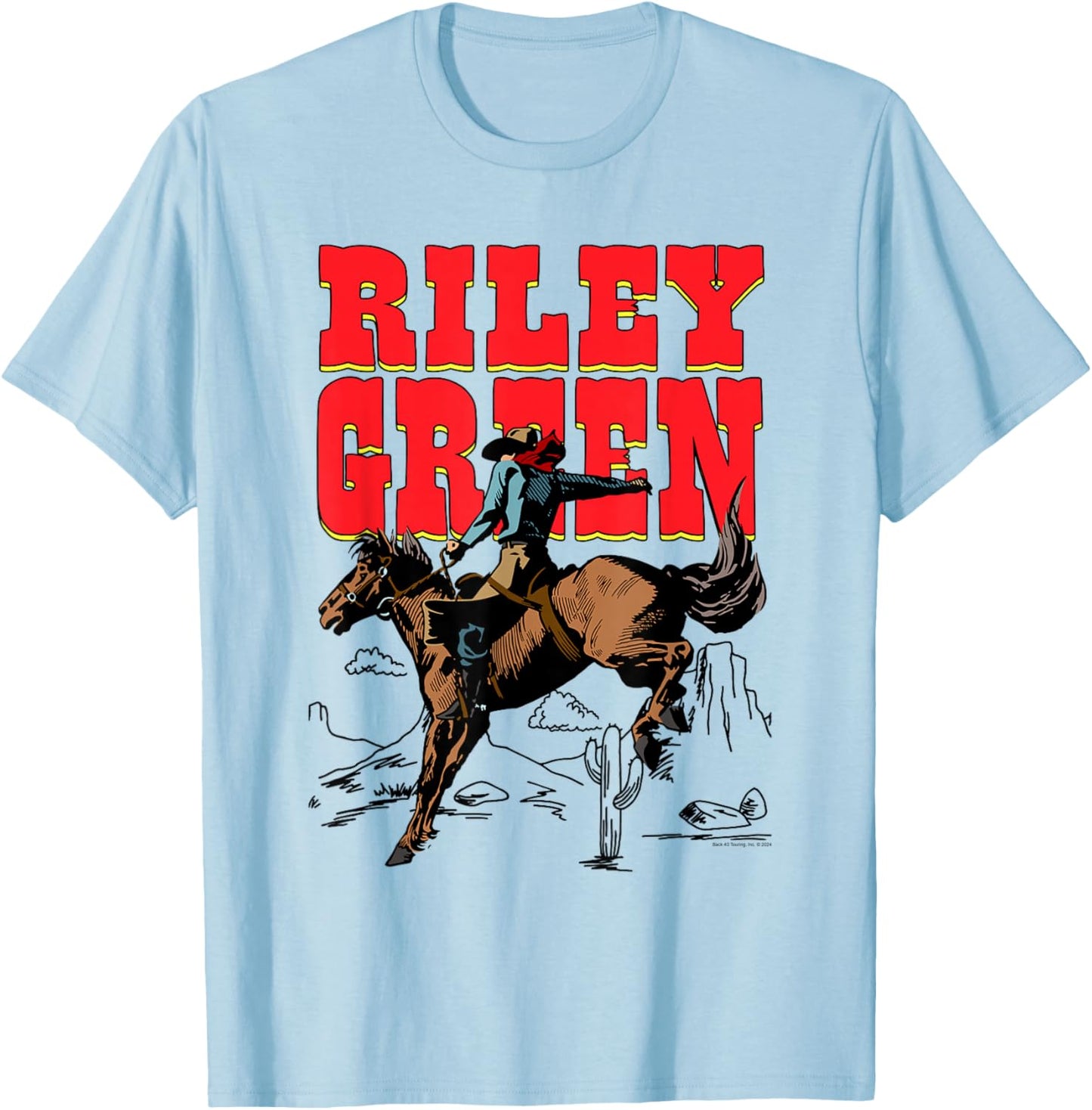 Riley Green Cowboy Horseback Riding Desert T-Shirt - T-Shirt | Light Blue