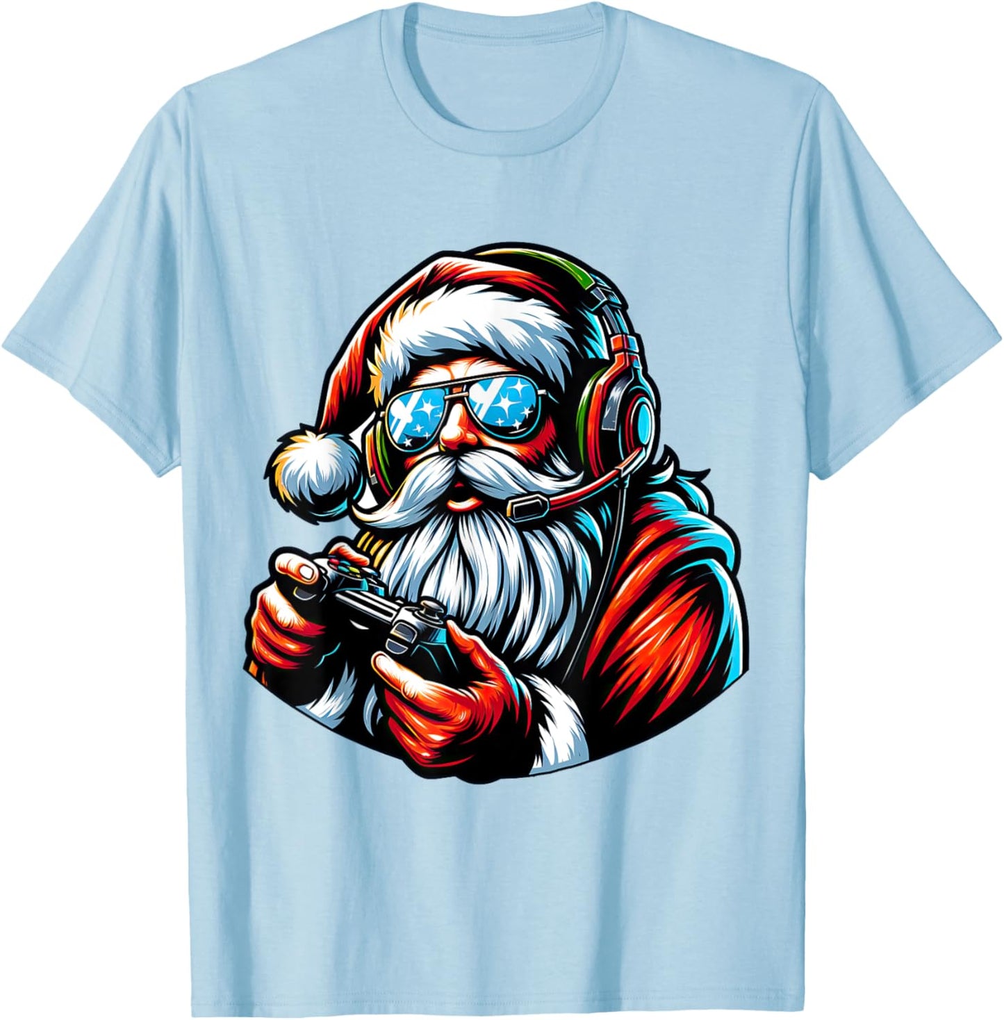 Christmas Gamer Boys Video Game Santa Xmas T-Shirt - T-Shirt | Light Blue