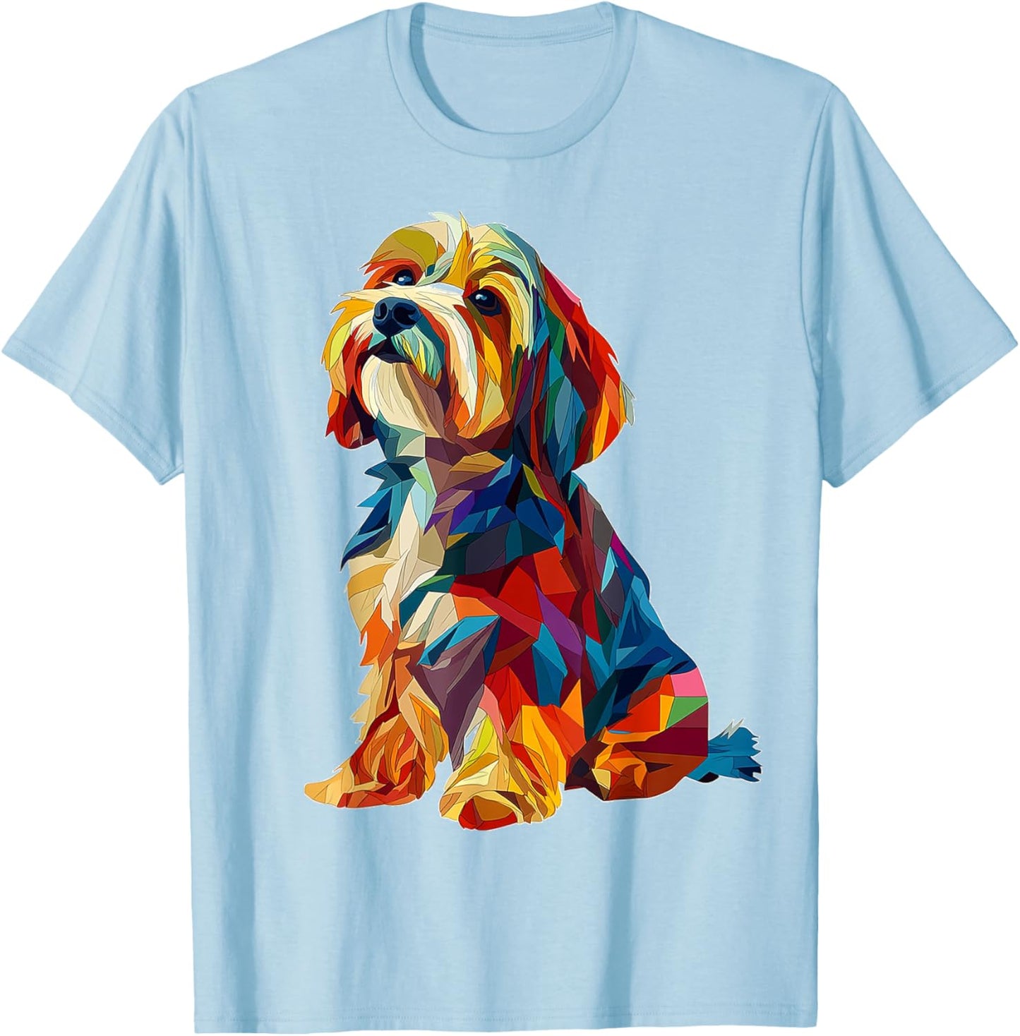 Tibetan Terrier Dog Graphic Pet Art Colorful Tibetan Terrier T-Shirt - T-Shirt | Light Blue