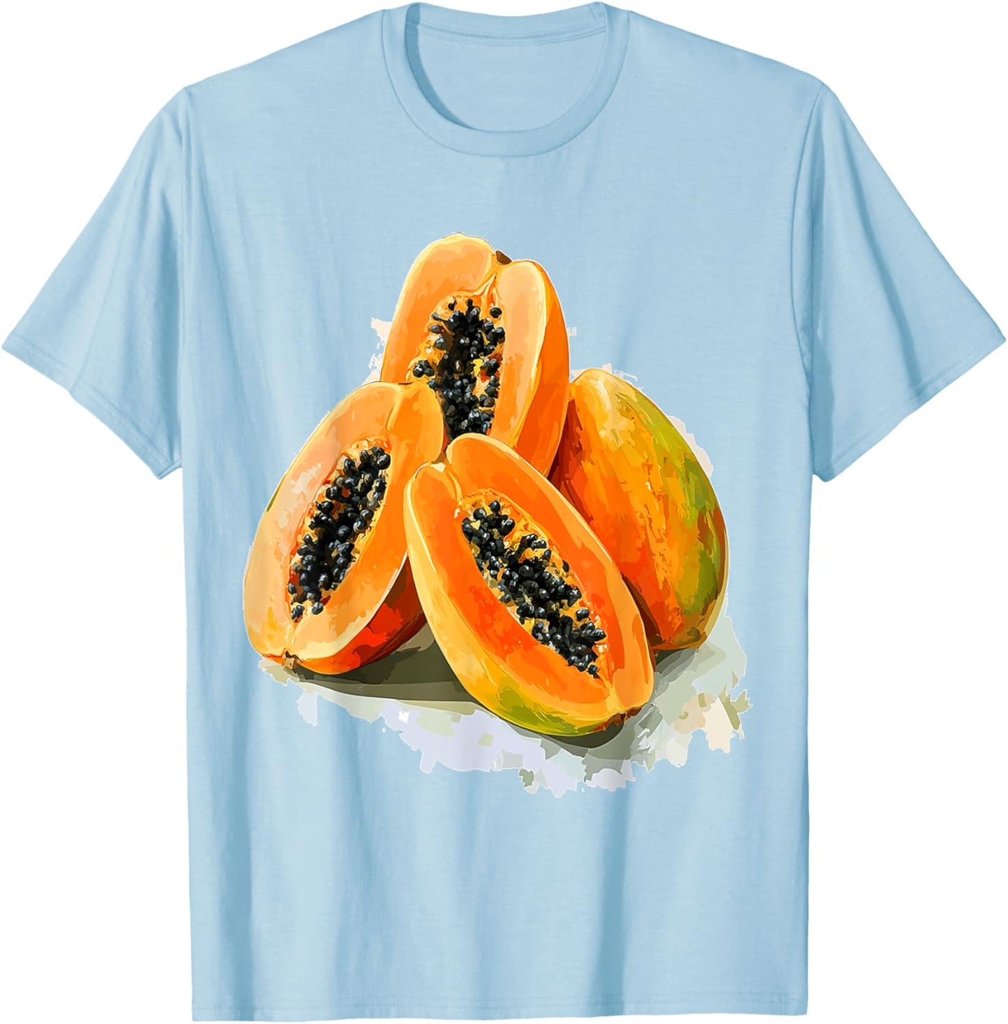 Papaya Fruit Motif Colorful Art Papaya T-Shirt - T-Shirt | Light Blue