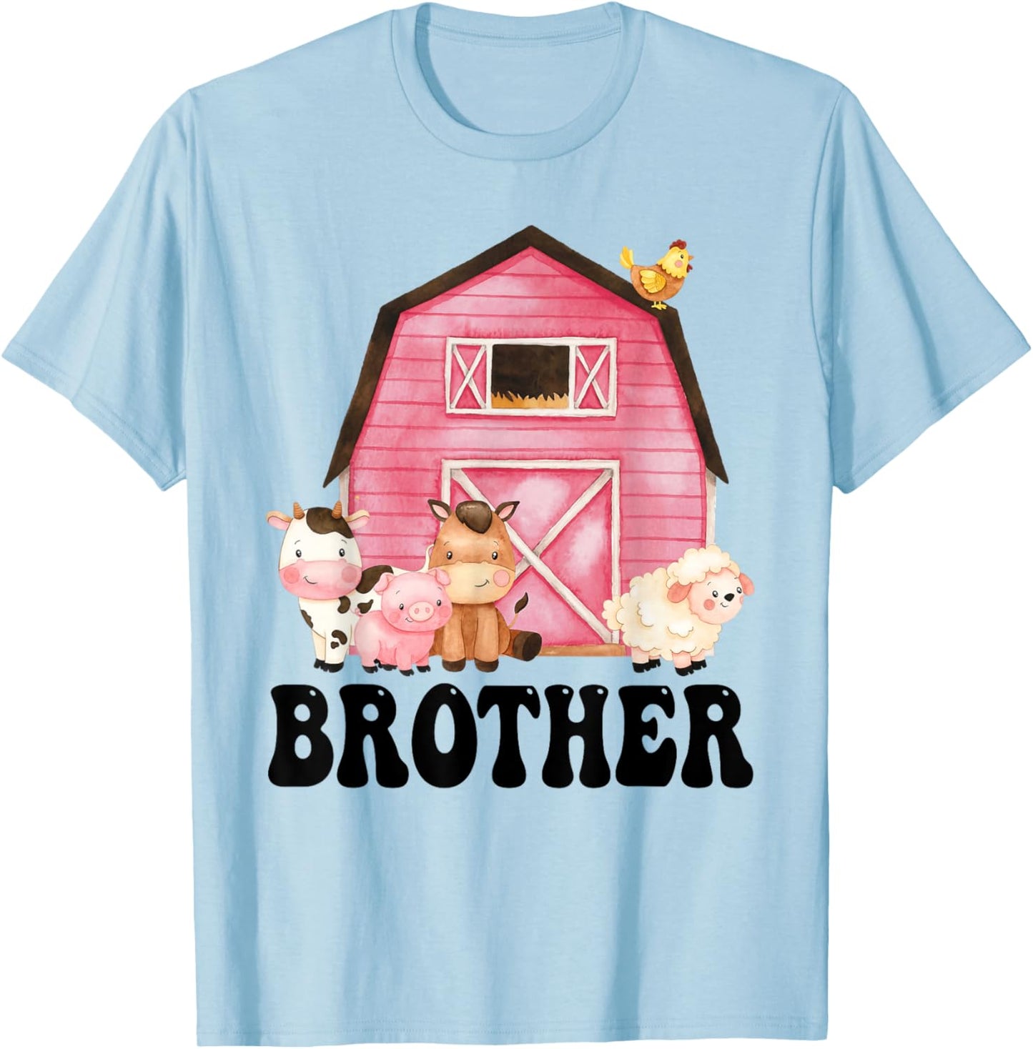 Funny Brother Farm Animals Birthday Theme Matching Family T-Shirt - T-Shirt | Light Blue