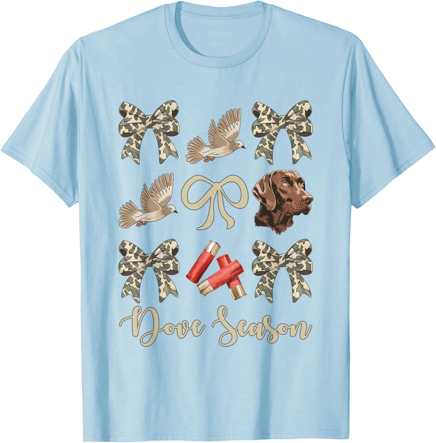 Camo Bow Coquette Dove Season Hunting Dove Hunter Hunt Girl T-Shirt - T-Shirt | Light Blue