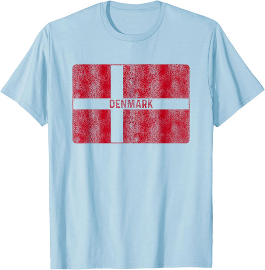 Vintage Denmark Flag Danish Souvenir Women and Kids T-Shirt - T-Shirt | Light Blue