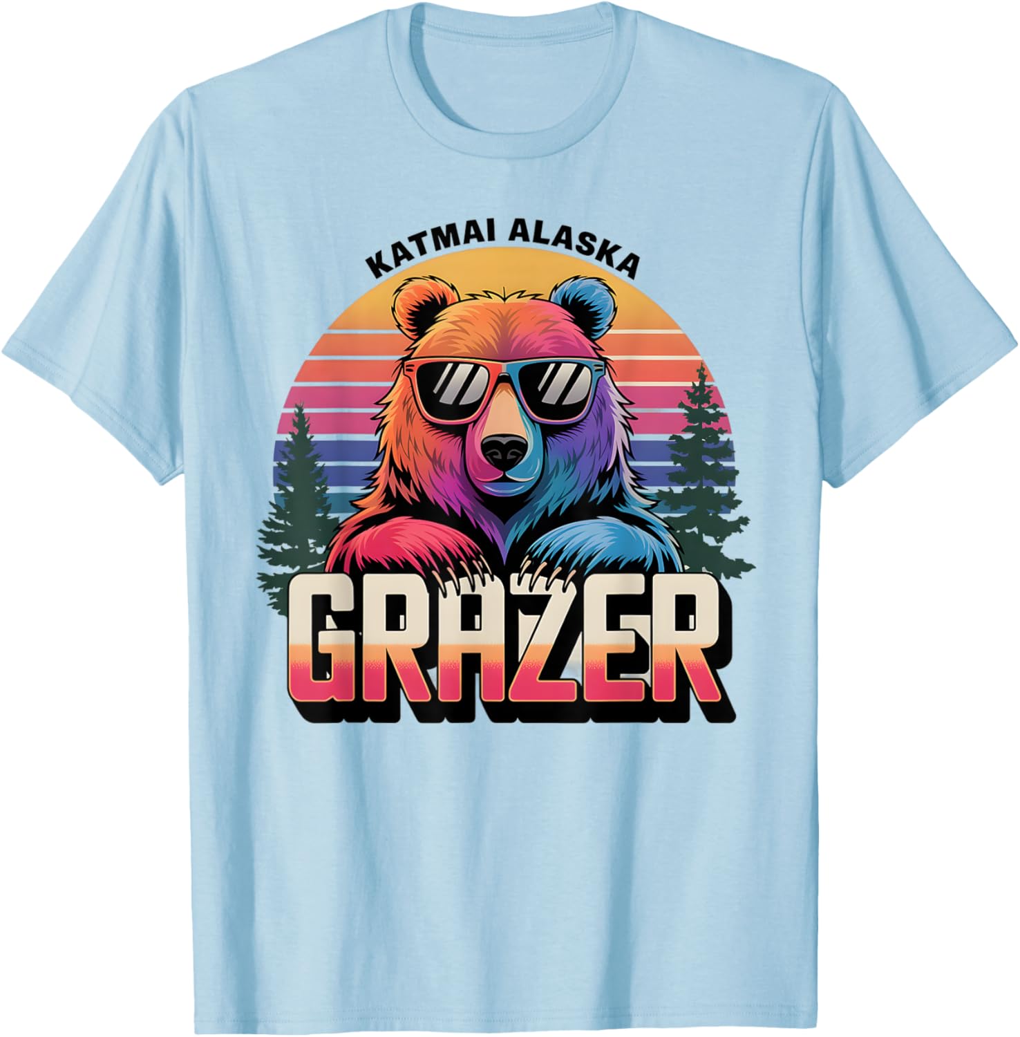 Funny Katmai Alaska Grazer Vintage Fat Bear Week 2024 T-Shirt - T-Shirt | Light Blue