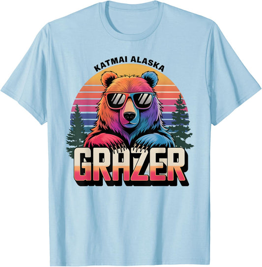 Funny Katmai Alaska Grazer Vintage Fat Bear Week 2024 T-Shirt - T-Shirt | Light Blue