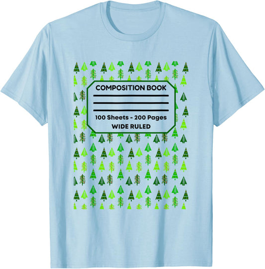 Christmas Tree Composition Notebook Holiday Journal Xmas T-Shirt - T-Shirt | Light Blue
