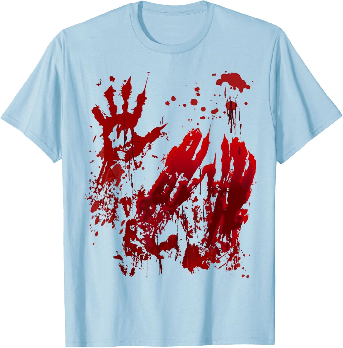 Bloody Halloween Shirt Blood Splatter Zombie Hand Graphic T-Shirt - T-Shirt | Light Blue