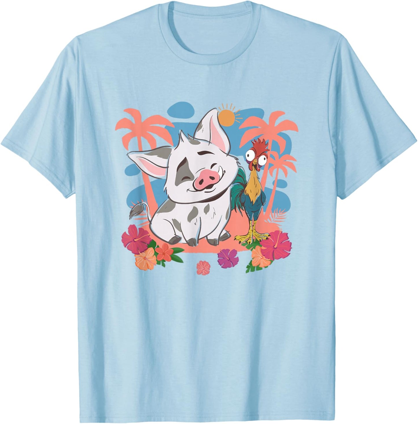 Disney Moana 2 Cute Pua HEI HEI Best Friends Tropical Logo T-Shirt - T-Shirt | Light Blue