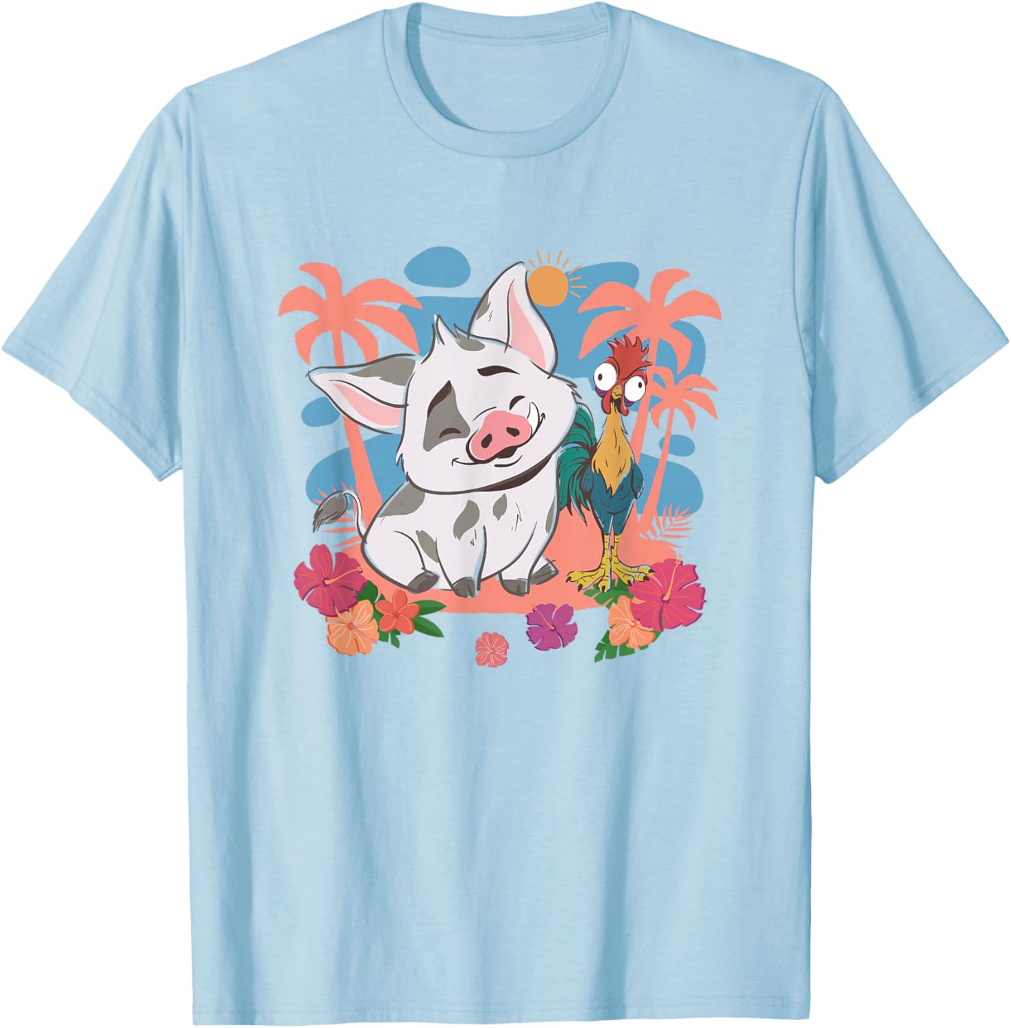 Disney Moana 2 Cute Pua HEI HEI Best Friends Tropical Logo T-Shirt - T-Shirt | Light Blue
