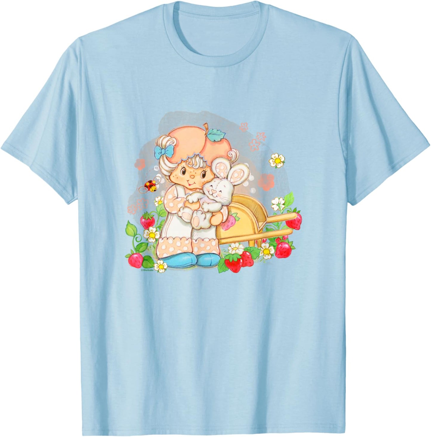 Strawberry Shortcake Apricot An Hopsalot Hug Cute Big Logo T-Shirt - T-Shirt | Light Blue