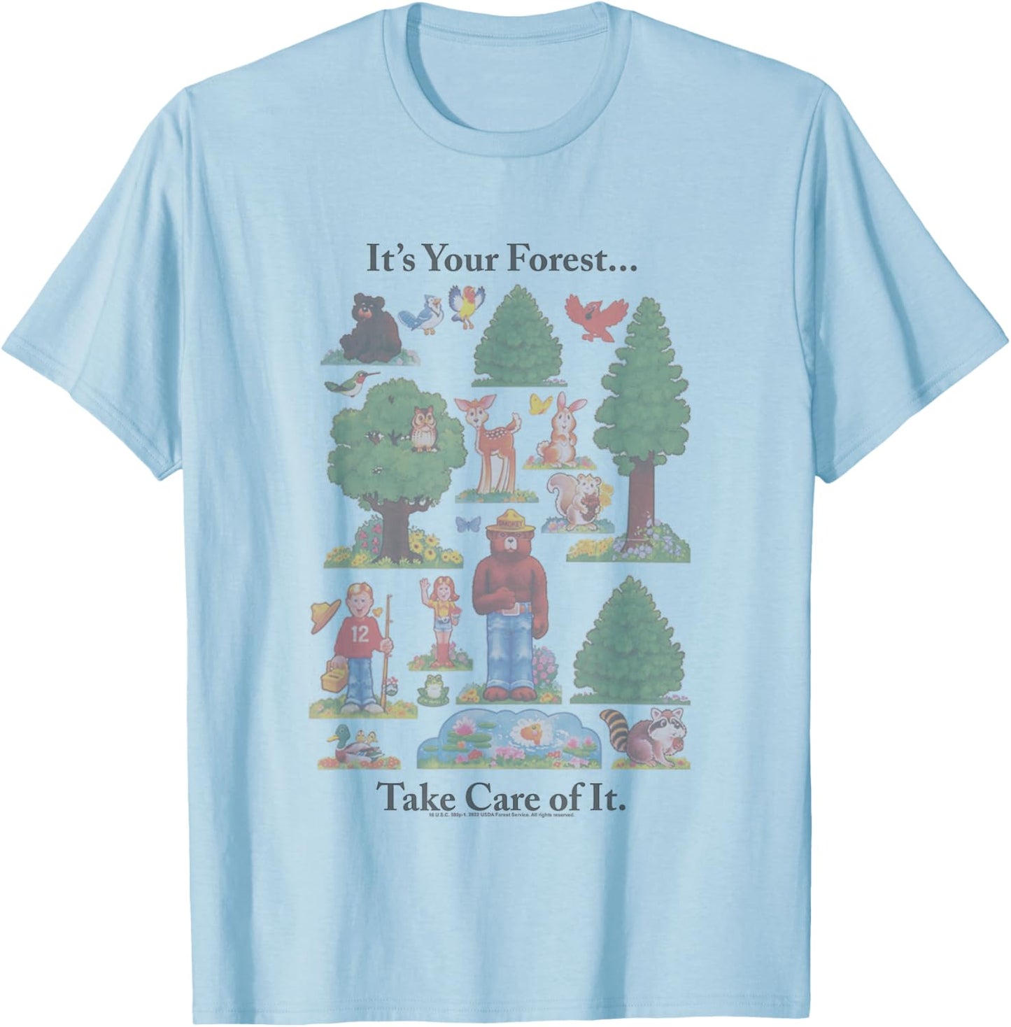 Smokey Bear It's Your Forest Take Care Of It Vintage Style T-Shirt - T-Shirt | Light Blue