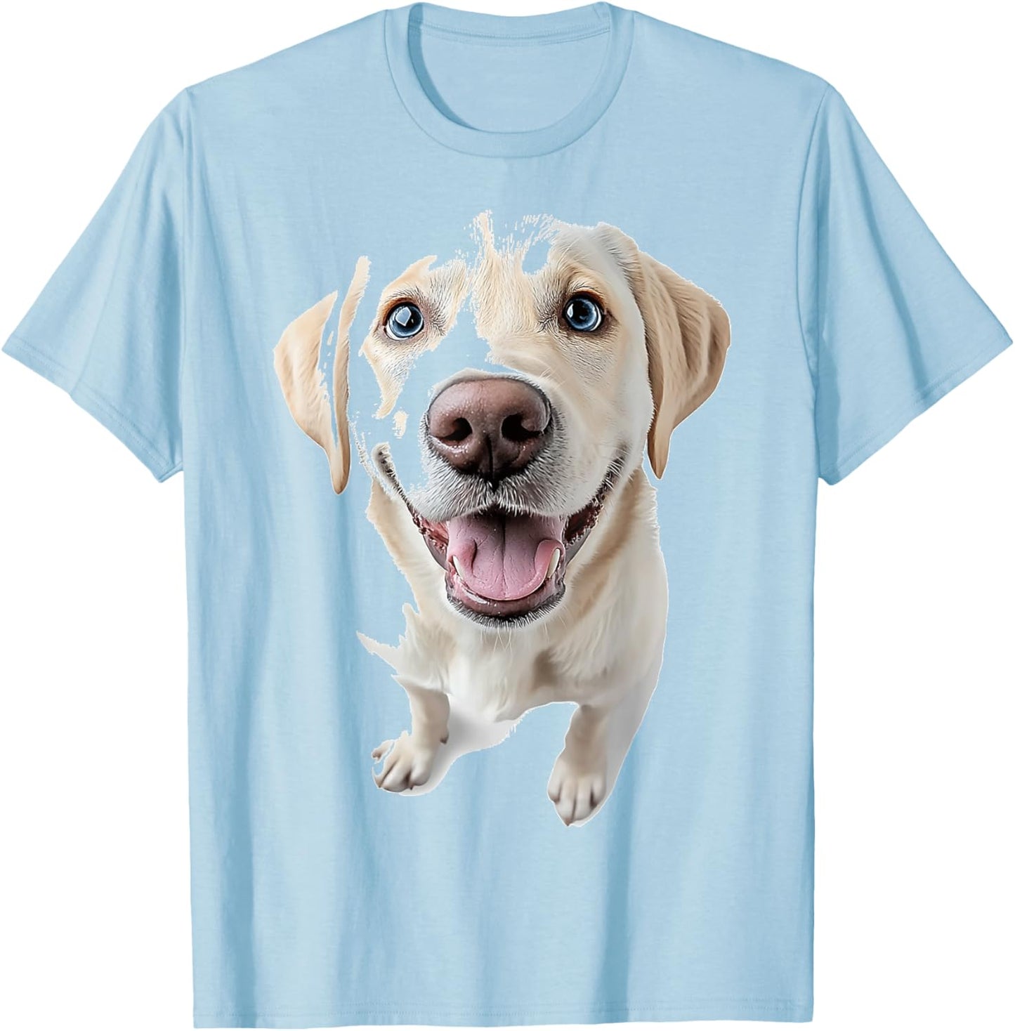 Labrador Dog Graphic Pet Artwork Blue Eyes Labrador T-Shirt - T-Shirt | Light Blue