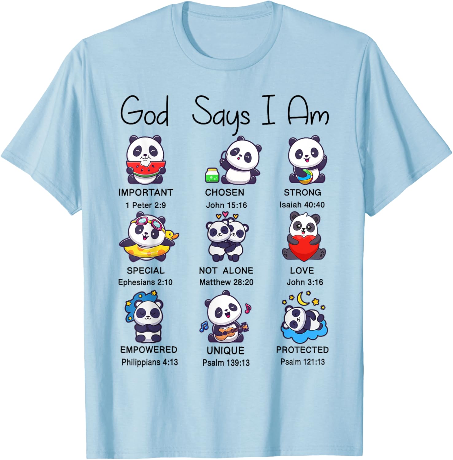 Girl God Says Am Cute Panda Christian Faith Jesus Toddler T-Shirt - T-Shirt | Light Blue