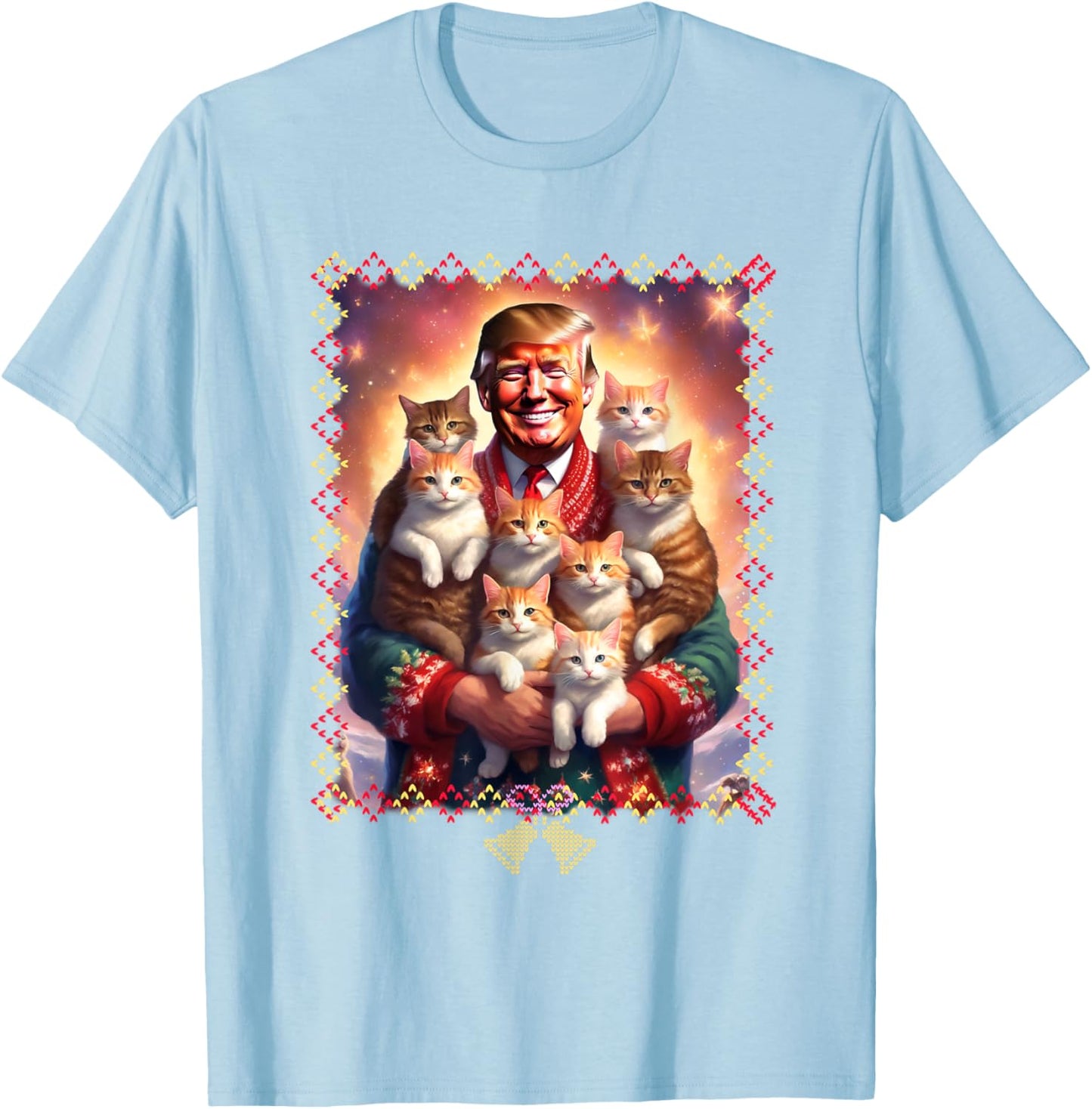 Funny Cat Lover Christmas Sweater Trump Christmas Women T-Shirt - T-Shirt | Light Blue