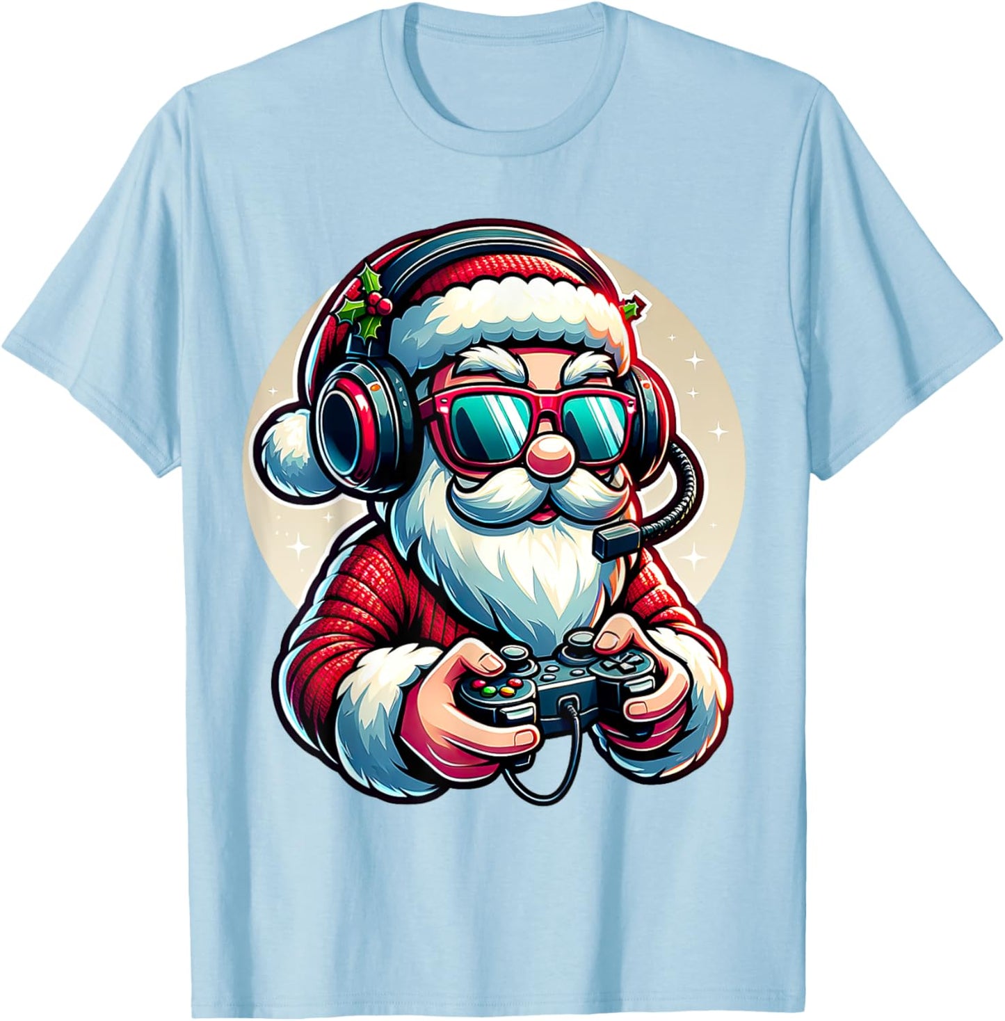 Christmas Gamer Boys Video Game Santa Xmas T-Shirt - T-Shirt | Light Blue