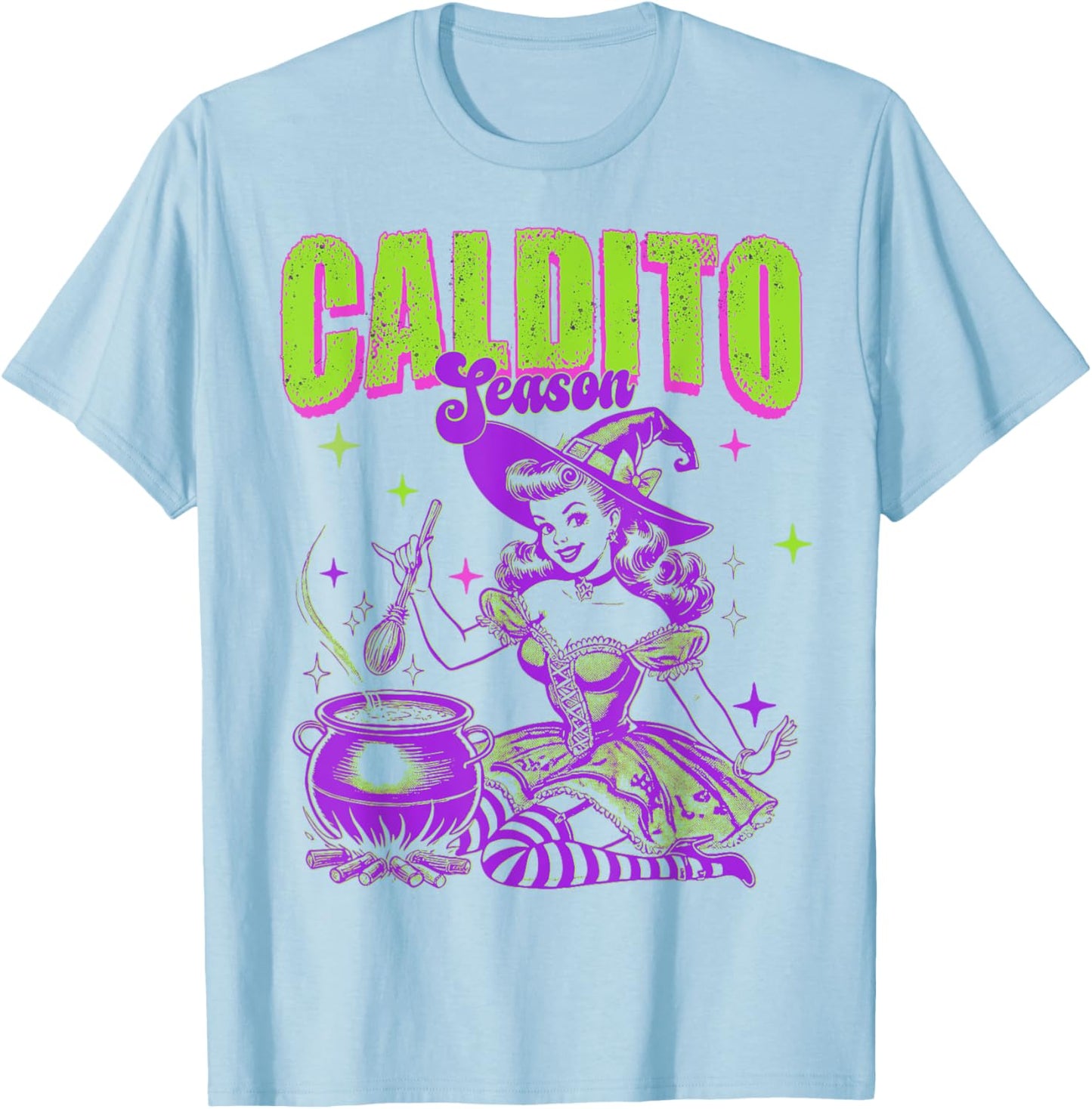 Caldito Season funny Spanish Halloween Bruja Latina T-Shirt - T-Shirt | Light Blue