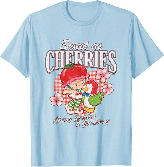 Strawberry Shortcake Sweet As Cherries Cherry & Gooseberry T-Shirt - T-Shirt | Light Blue