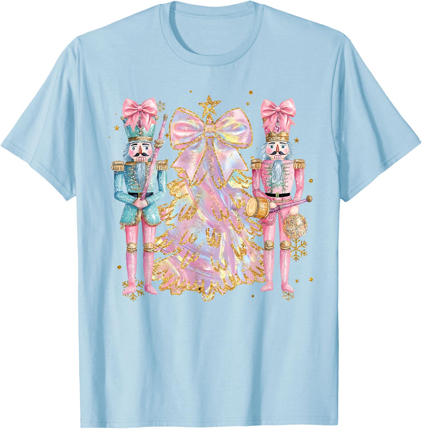 Coquette Christmas Tree Pink Nutcrackers Women Kids Girls T-Shirt - T-Shirt | Light Blue