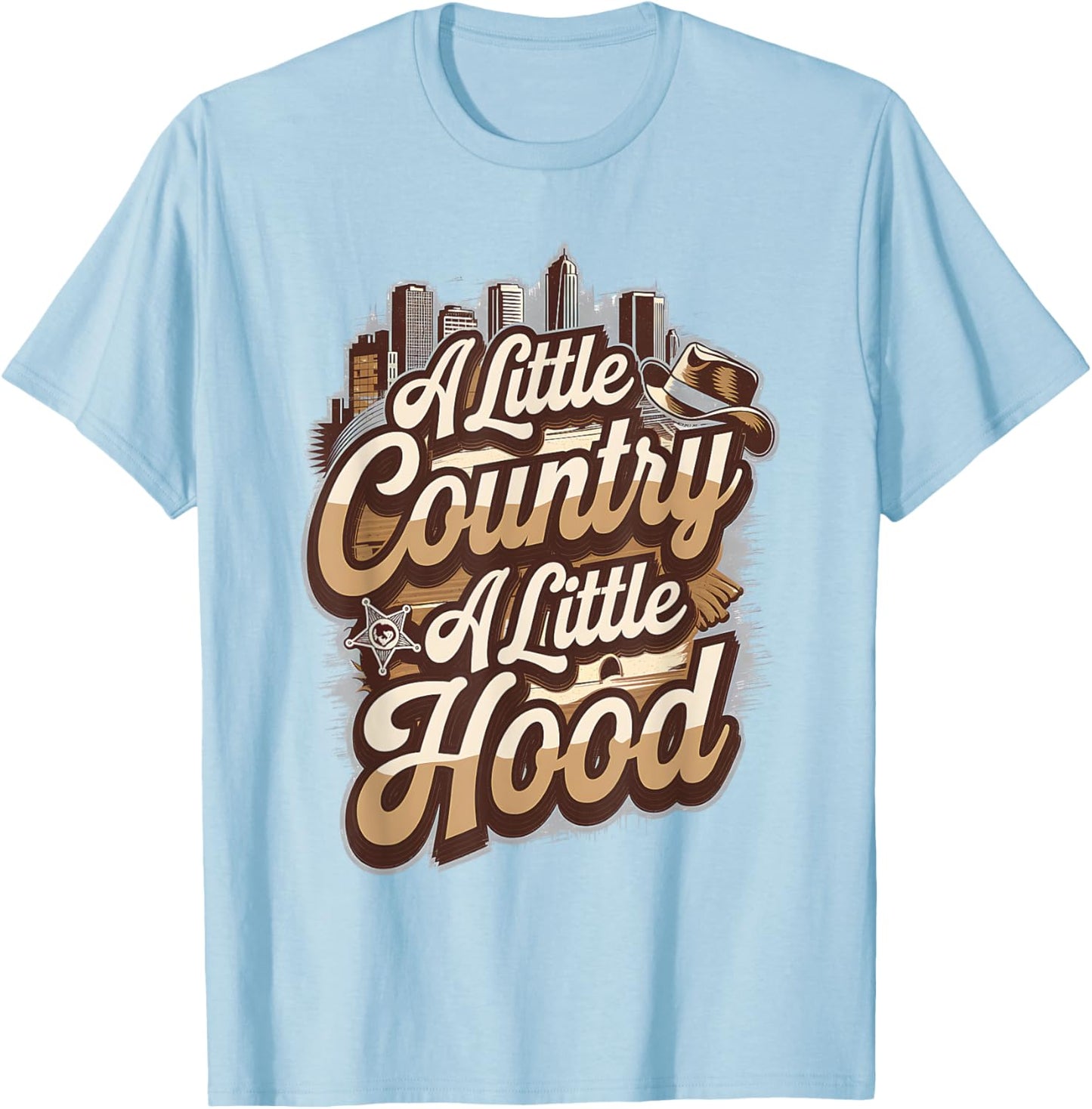 A Little Country A Little Hood Vintage Western Hip Hop Rap T-Shirt - T-Shirt | Light Blue