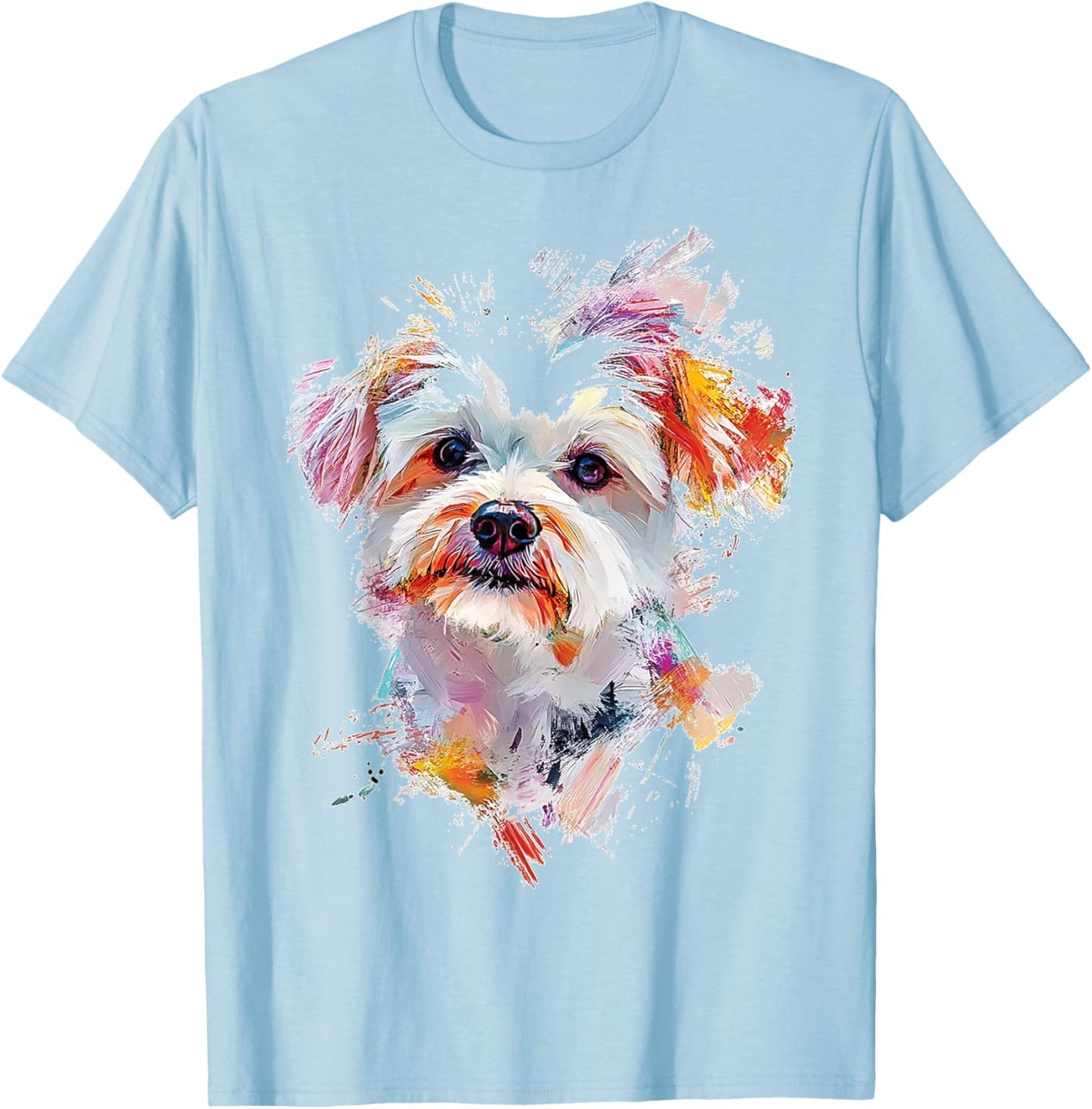 Maltese Dog Graphic Pet Artwork Maltese T-Shirt - T-Shirt | Light Blue