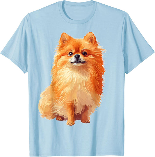 Pomeranian Dog Motif Pet Artwork Pomeranian Women Kids T-Shirt - T-Shirt | Light Blue