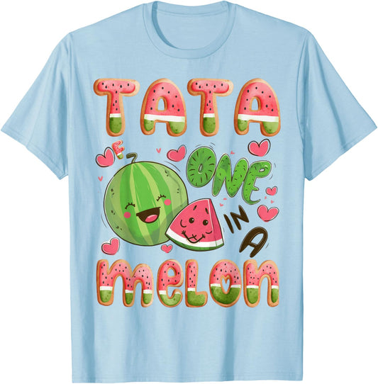 Tata Of One In A Melon 1St Birthday Watermelon Bday Party T-Shirt - T-Shirt | Light Blue