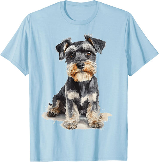 Miniature Schnauzer Dog Motif Pet Miniature Schnauzer Men Women Kids T-Shirt - T-Shirt | Light Blue