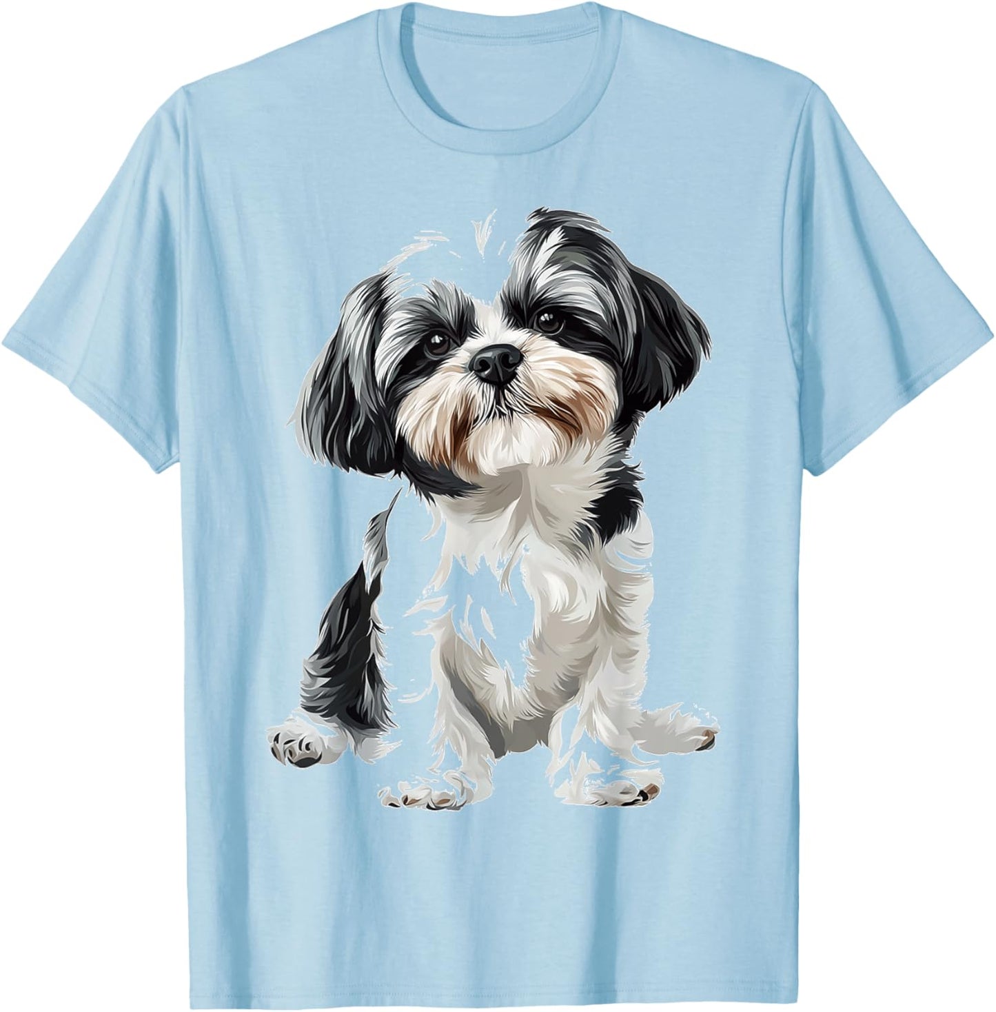 Shih Tzu Dog Motif Pet Illustration Shih Tzu T-Shirt - T-Shirt | Light Blue