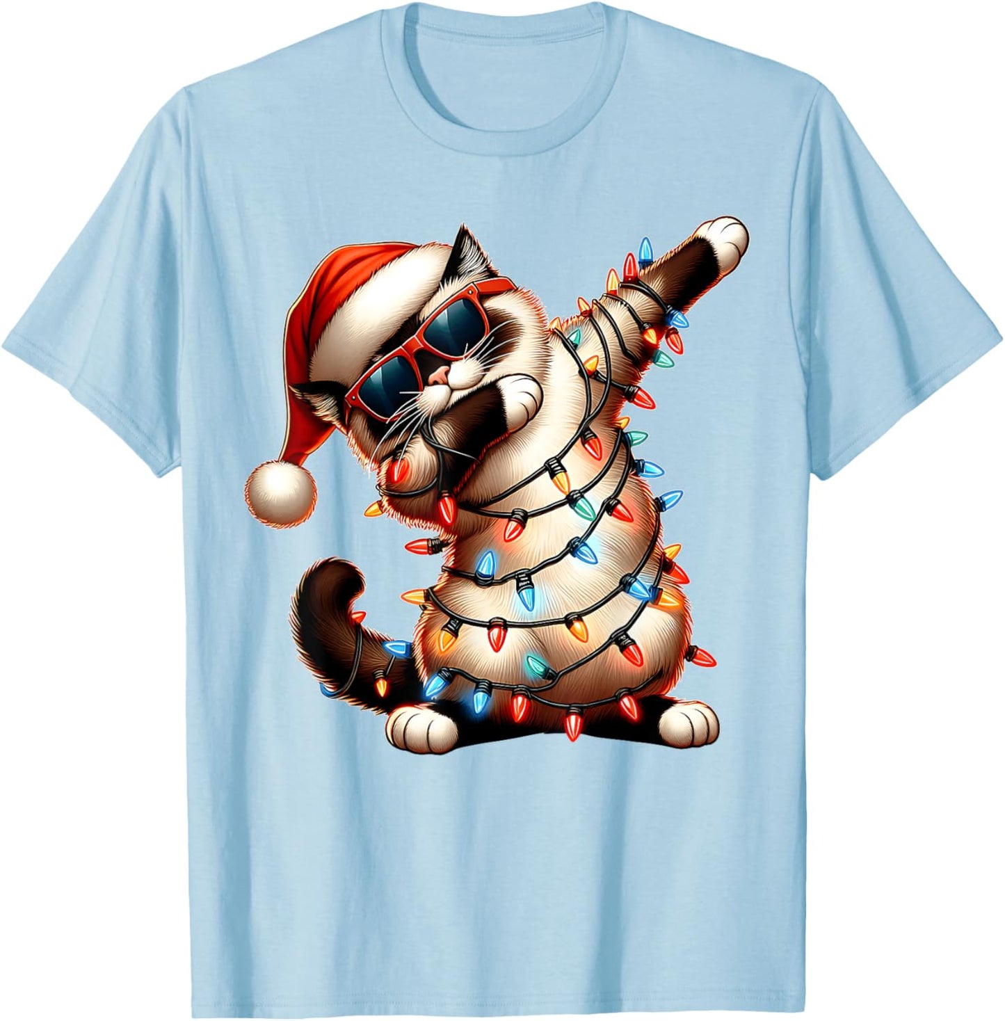 Dabbing Birman Cat Sunglasses Cute Christmas Xmas T-Shirt - T-Shirt | Light Blue