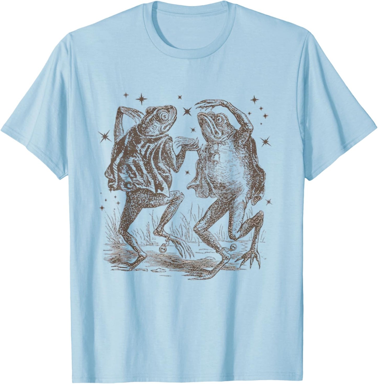 Dancing Frog Stars Vintage 90s Tattoo Style T-Shirt - T-Shirt | Light Blue