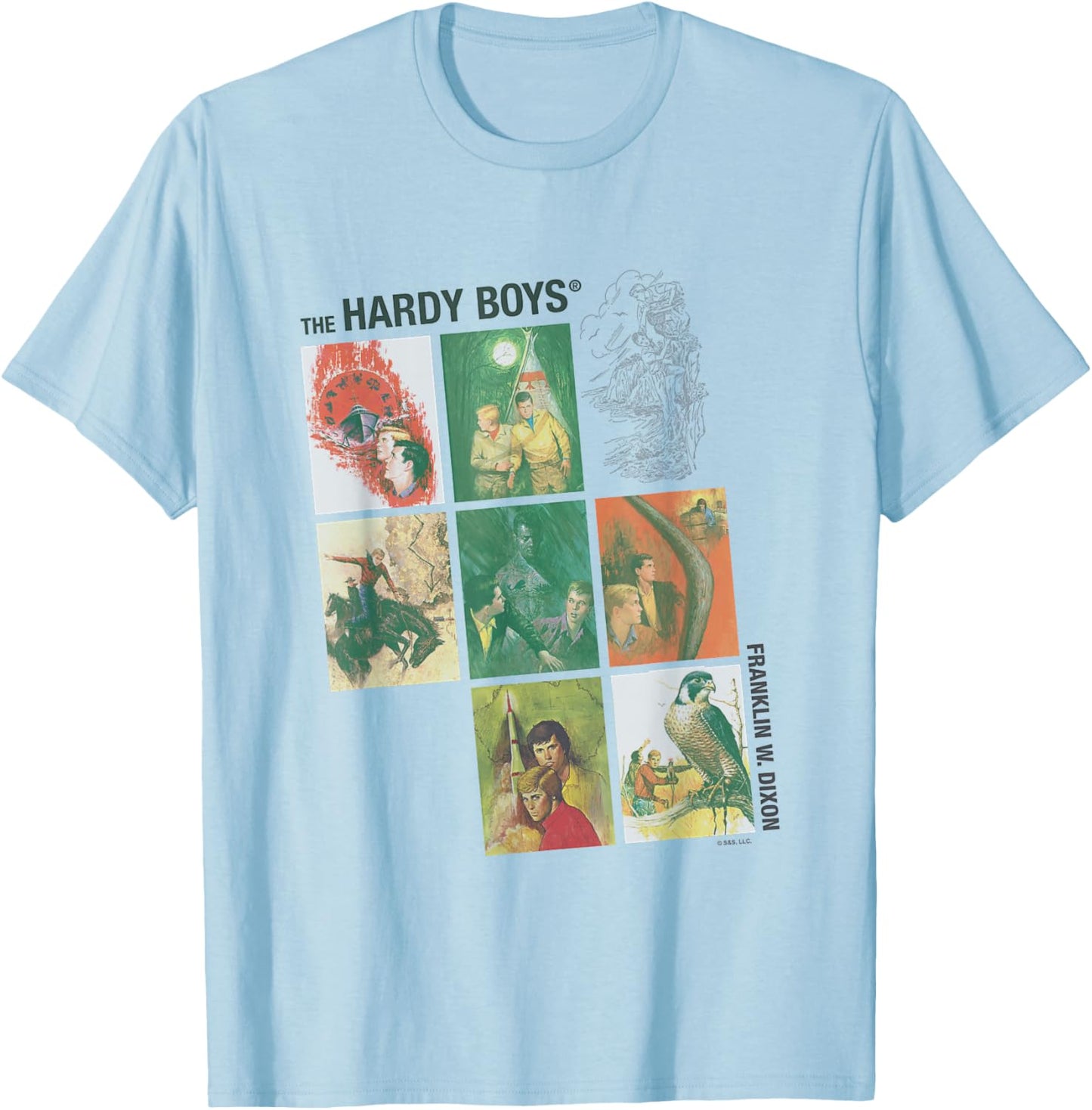 The Hardy Boys Franklin W Dixon Retro Big Chest Portraits T-Shirt - T-Shirt | Light Blue