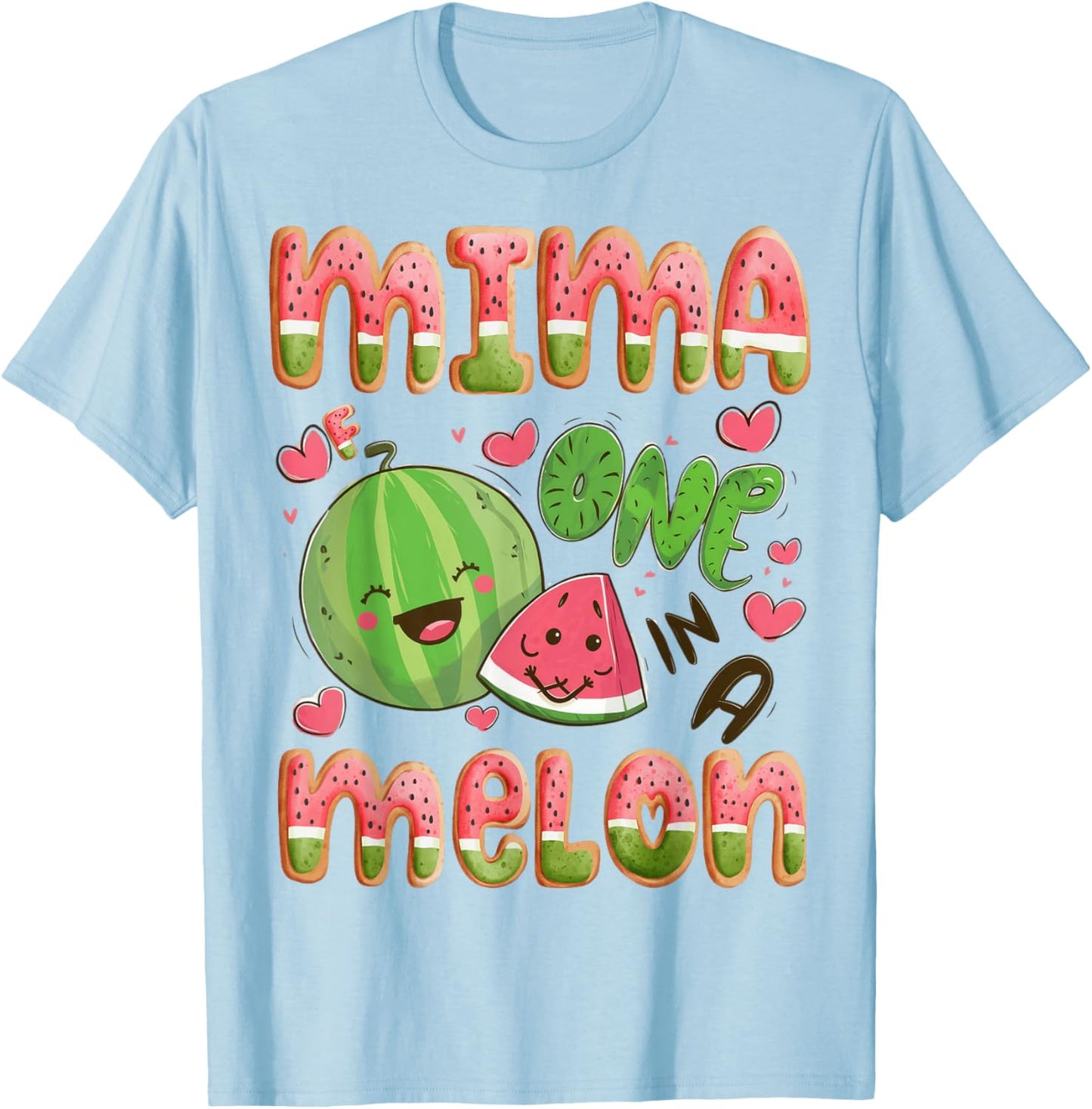 Mima Of One In A Melon 1St Birthday Watermelon Bday Party T-Shirt - T-Shirt | Light Blue