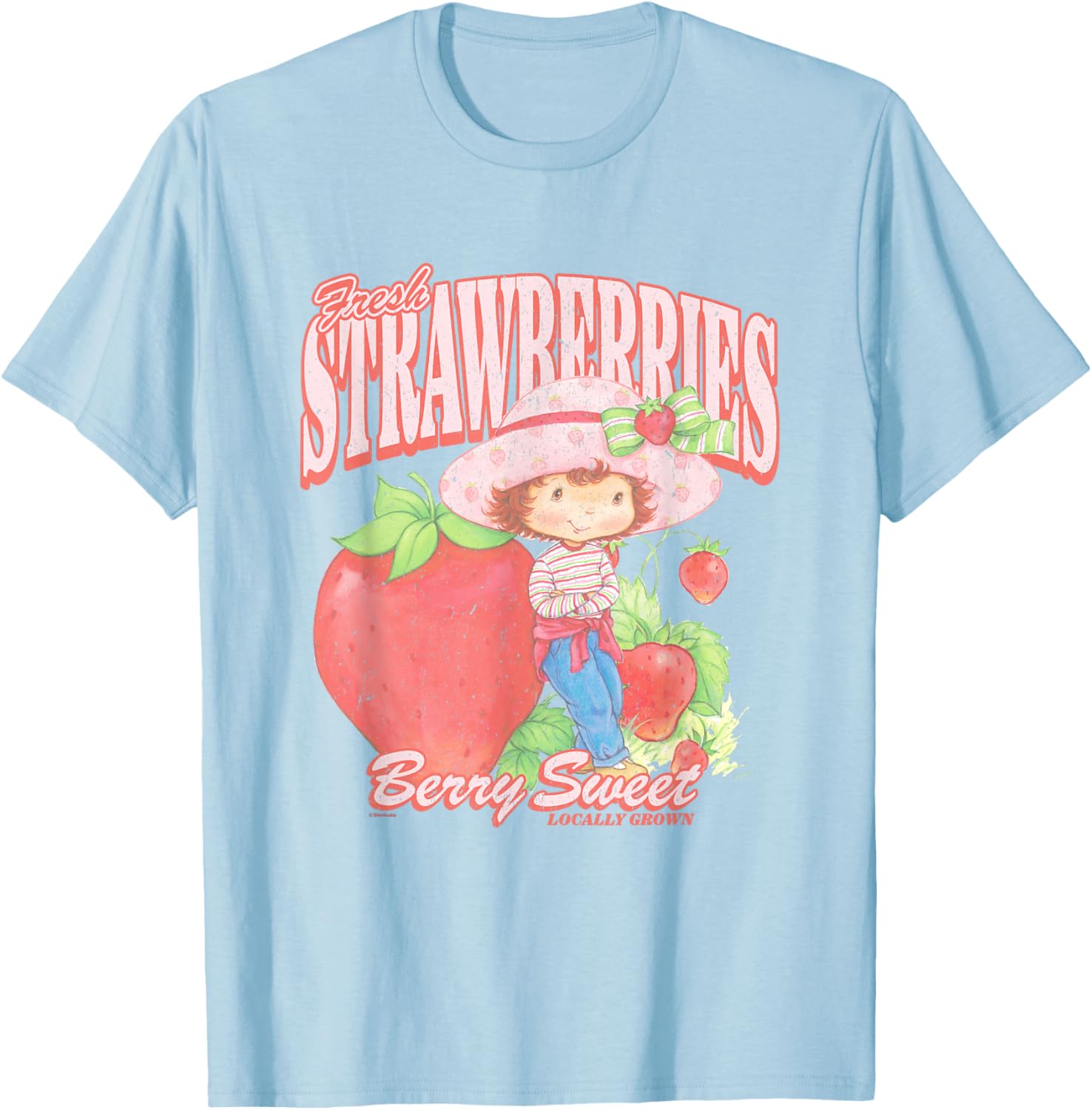 Strawberry Shortcake Fresh Strawberries Berry Sweet Retro T-Shirt - T-Shirt | Light Blue