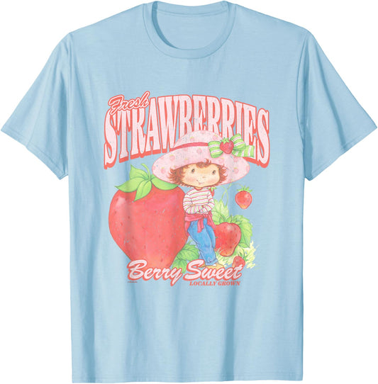 Strawberry Shortcake Fresh Strawberries Berry Sweet Retro T-Shirt - T-Shirt | Light Blue