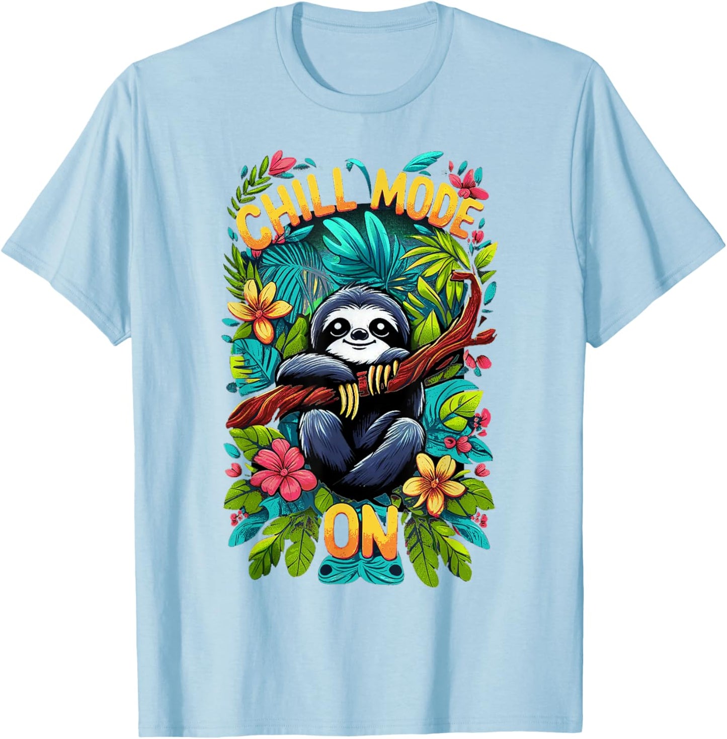 1000 Cute Vintage , White, Small, Short Sleeve, Cartoon, Koala Bear, Cute, Vintage, Chill Mode On T-Shirt - T-Shirt | Light Blue