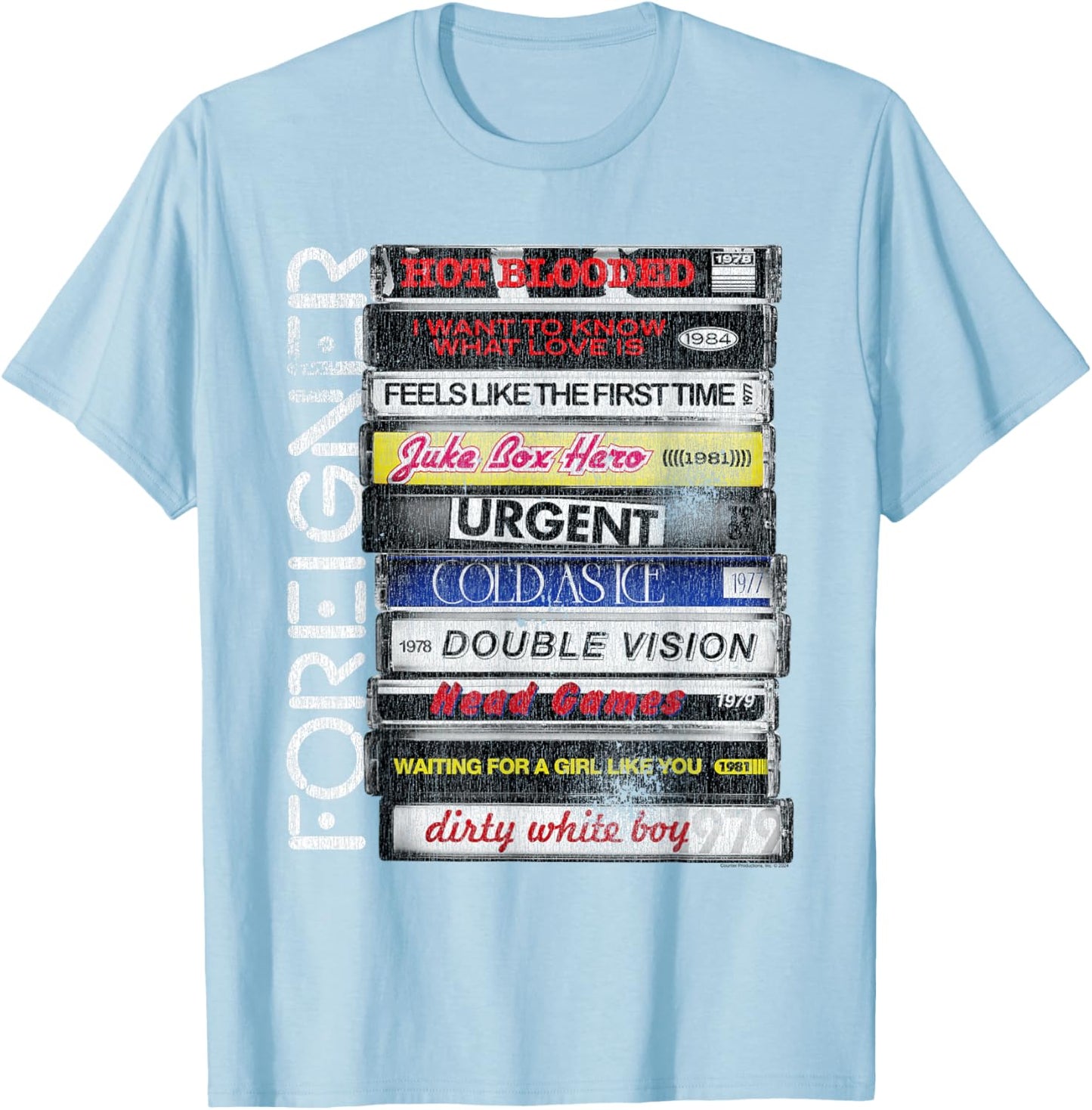 Foreigner Classic Hit Songs 80s Rock Band T-Shirt - T-Shirt | Light Blue