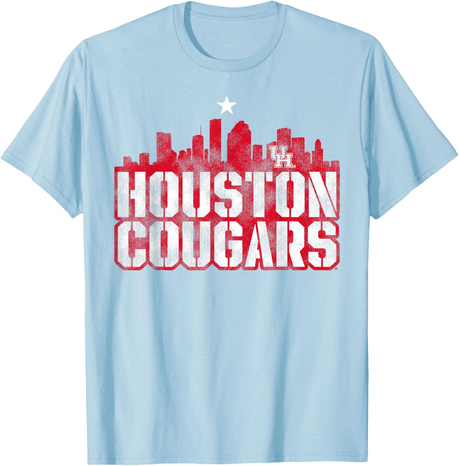 University of Houston | Houston Blue Collection Stencil Sky T-Shirt - T-Shirt | Light Blue