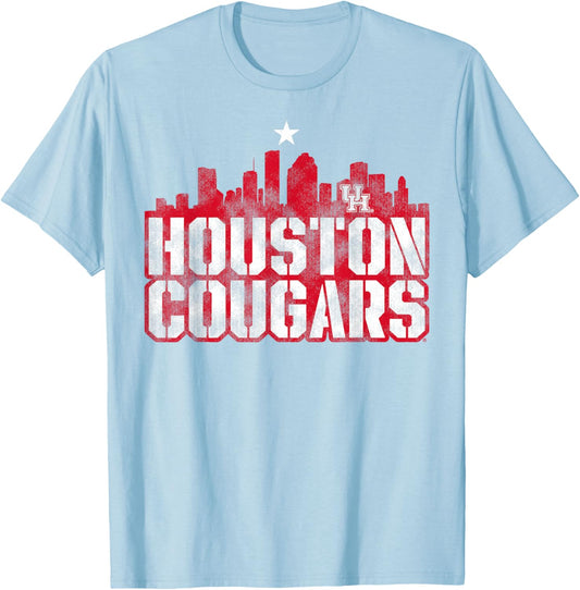 University of Houston | Houston Blue Collection Stencil Sky T-Shirt - T-Shirt | Light Blue
