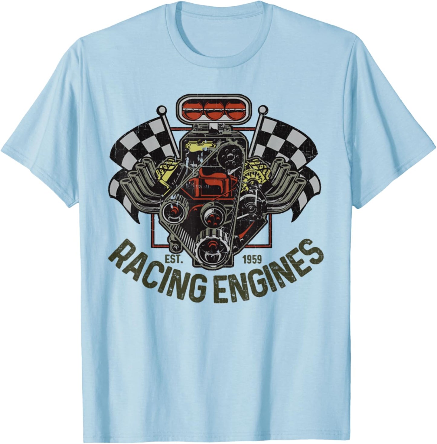 Vintage Drag Racing Retro Car Engine Mechanics Motor Racing T-Shirt - T-Shirt | Light Blue