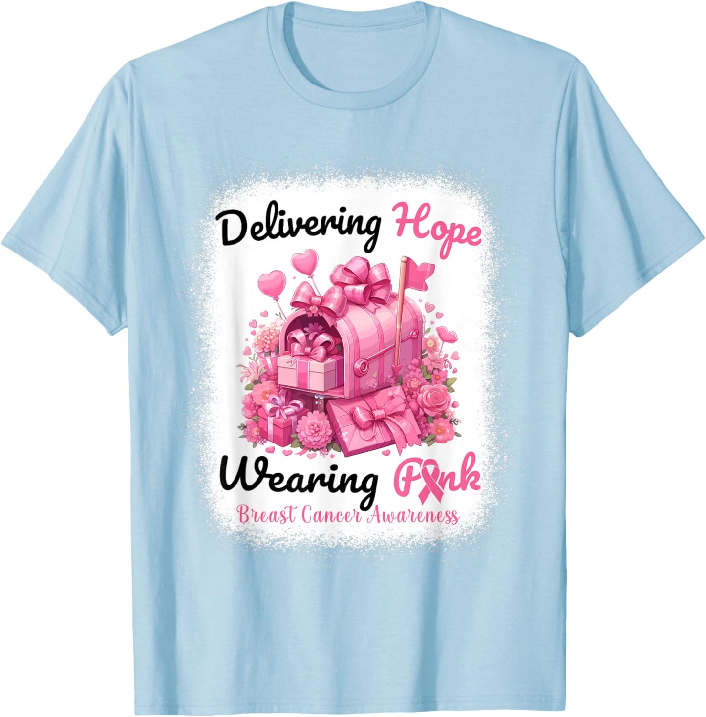 In October We Wear Pink Postal Worker Breast Cancer T-Shirt - T-Shirt | Light Blue