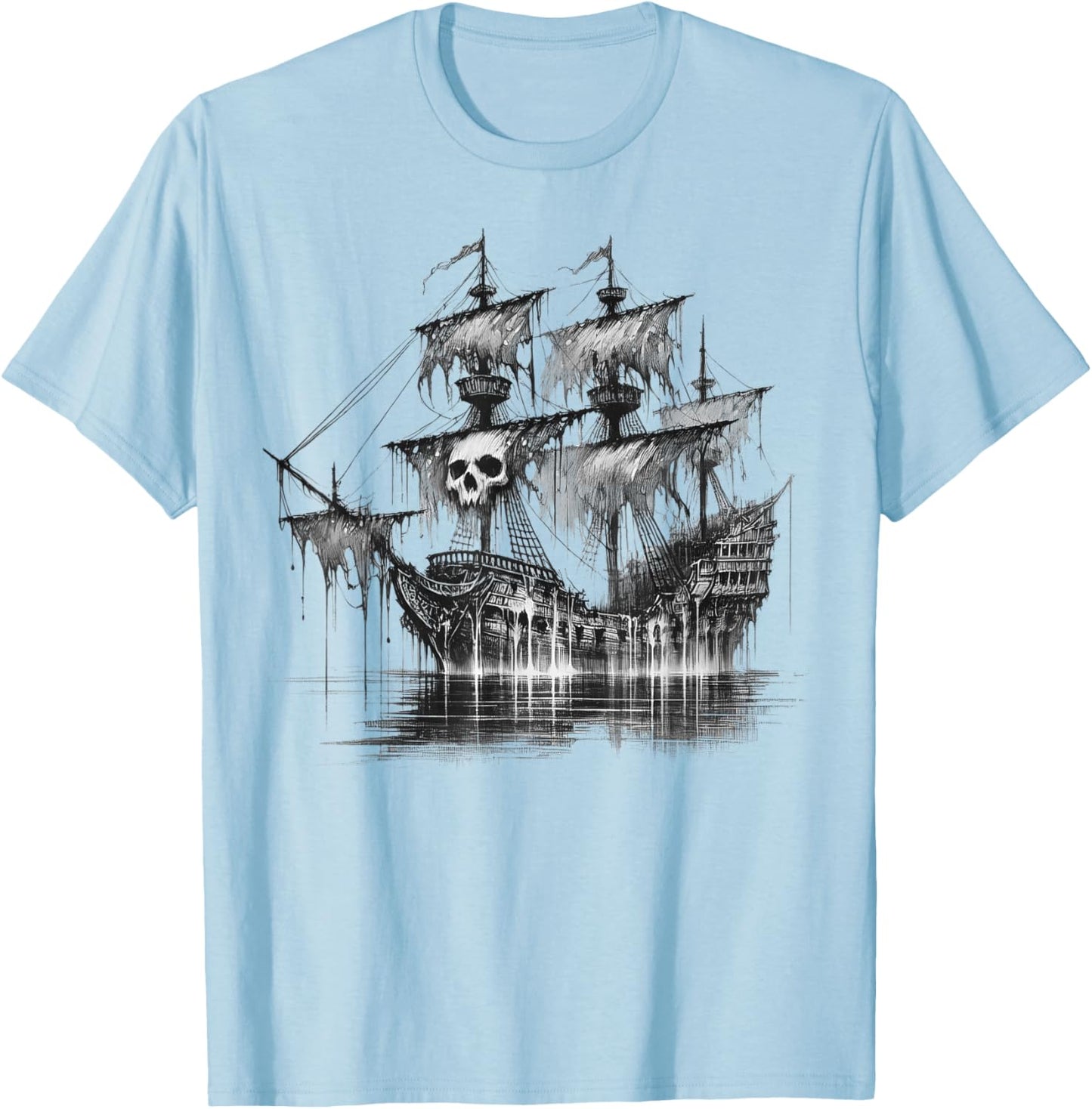 Cool Ghost Ship with Skull Argh Pirate T-Shirt - T-Shirt | Light Blue