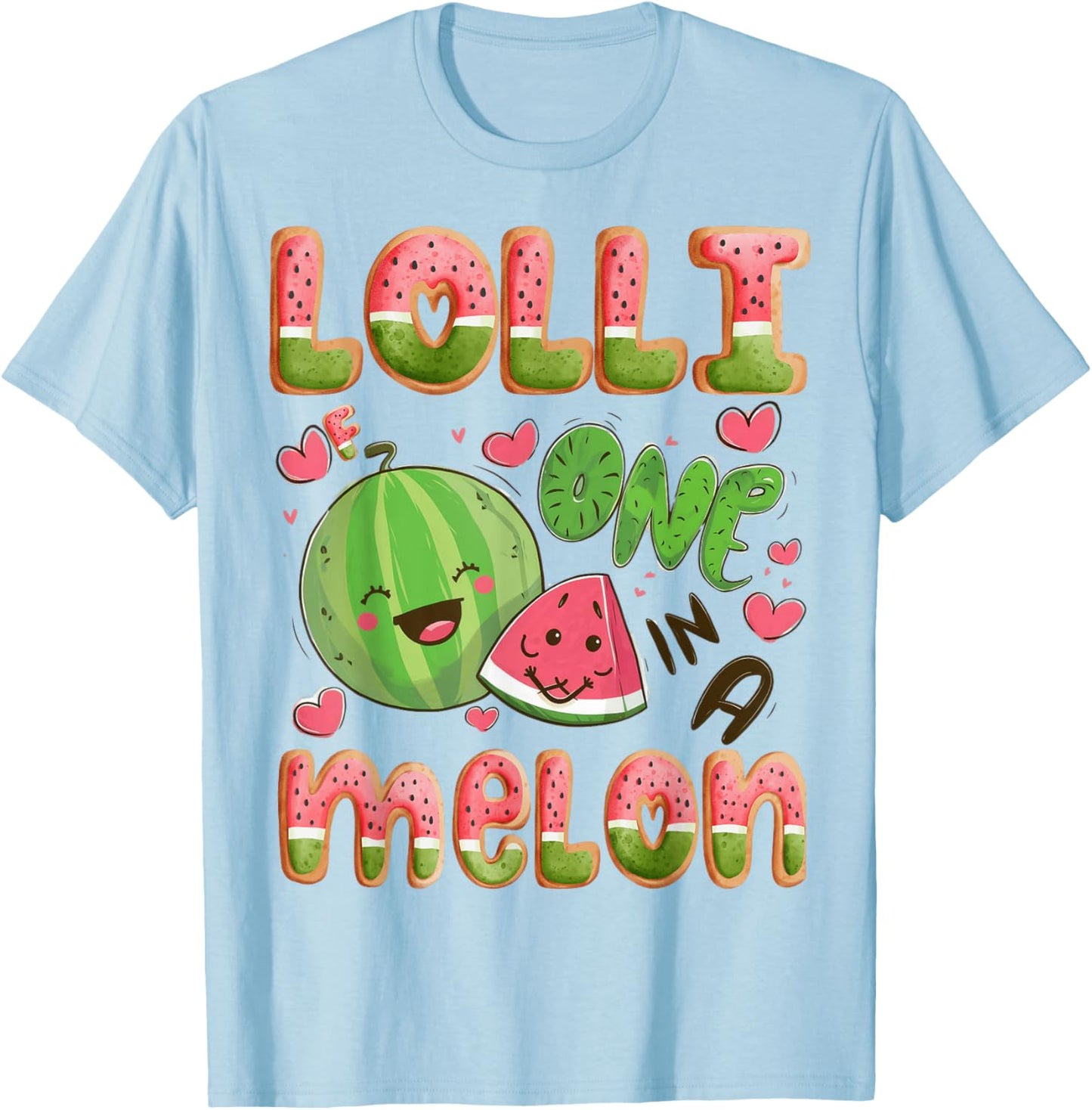 Lolli Of One In A Melon 1St Birthday Watermelon Bday Party T-Shirt - T-Shirt | Light Blue