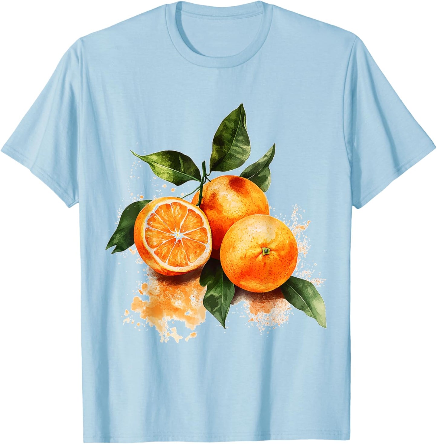 Oranges Fruit Motif Art Oranges T-Shirt - T-Shirt | Light Blue