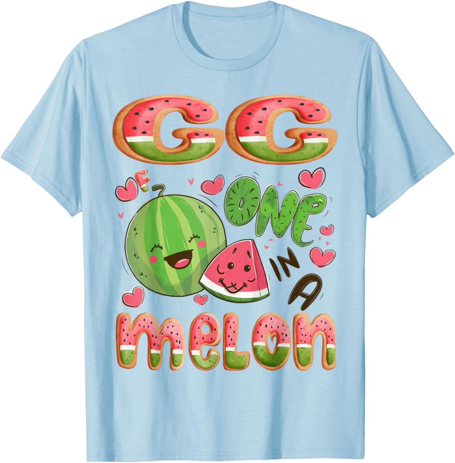 GG Of One In A Melon 1St Birthday Watermelon Bday Party T-Shirt - T-Shirt | Light Blue