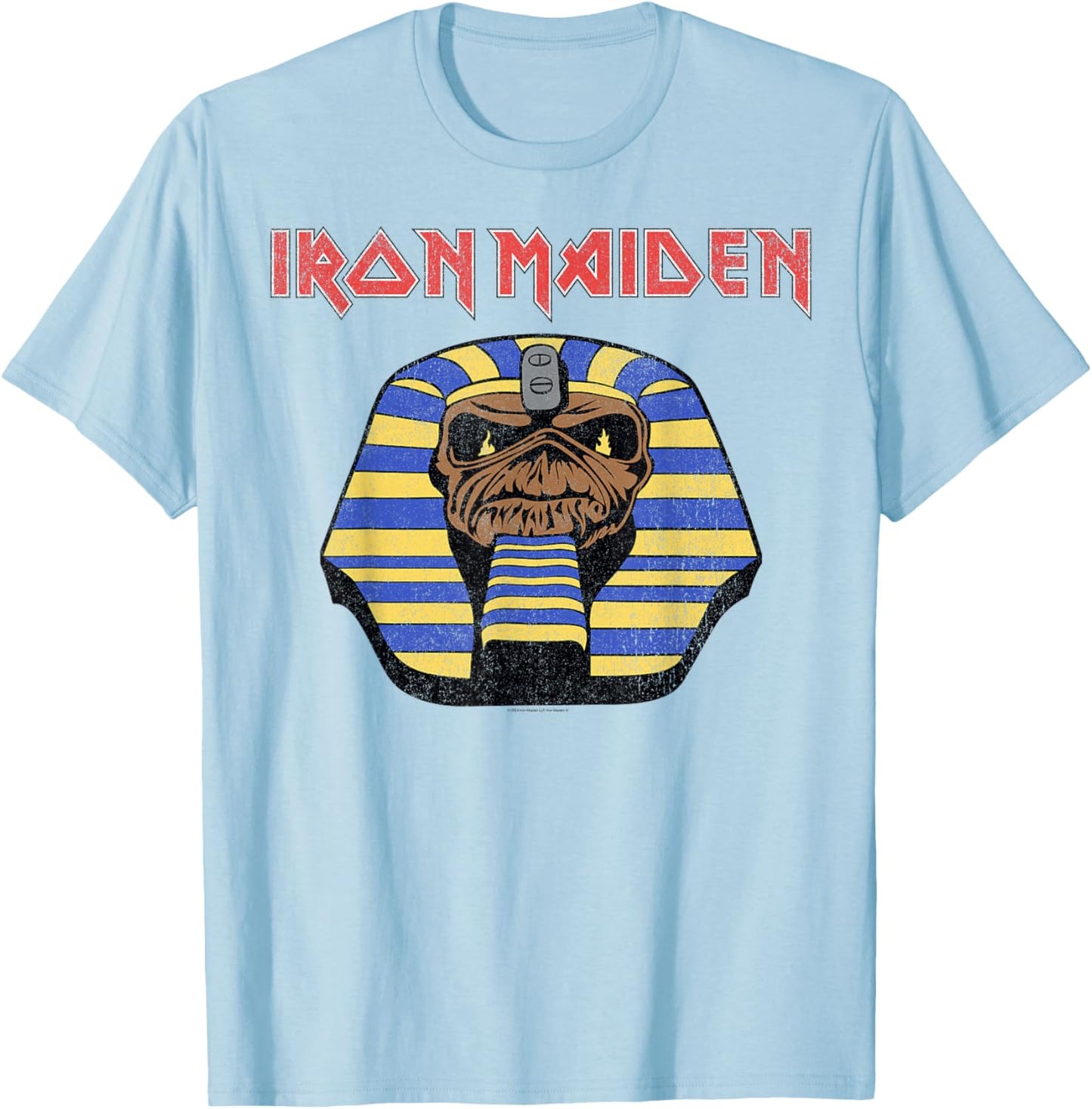 Iron Maiden - Pharaoh Graphic Head White T-Shirt - T-Shirt | Light Blue