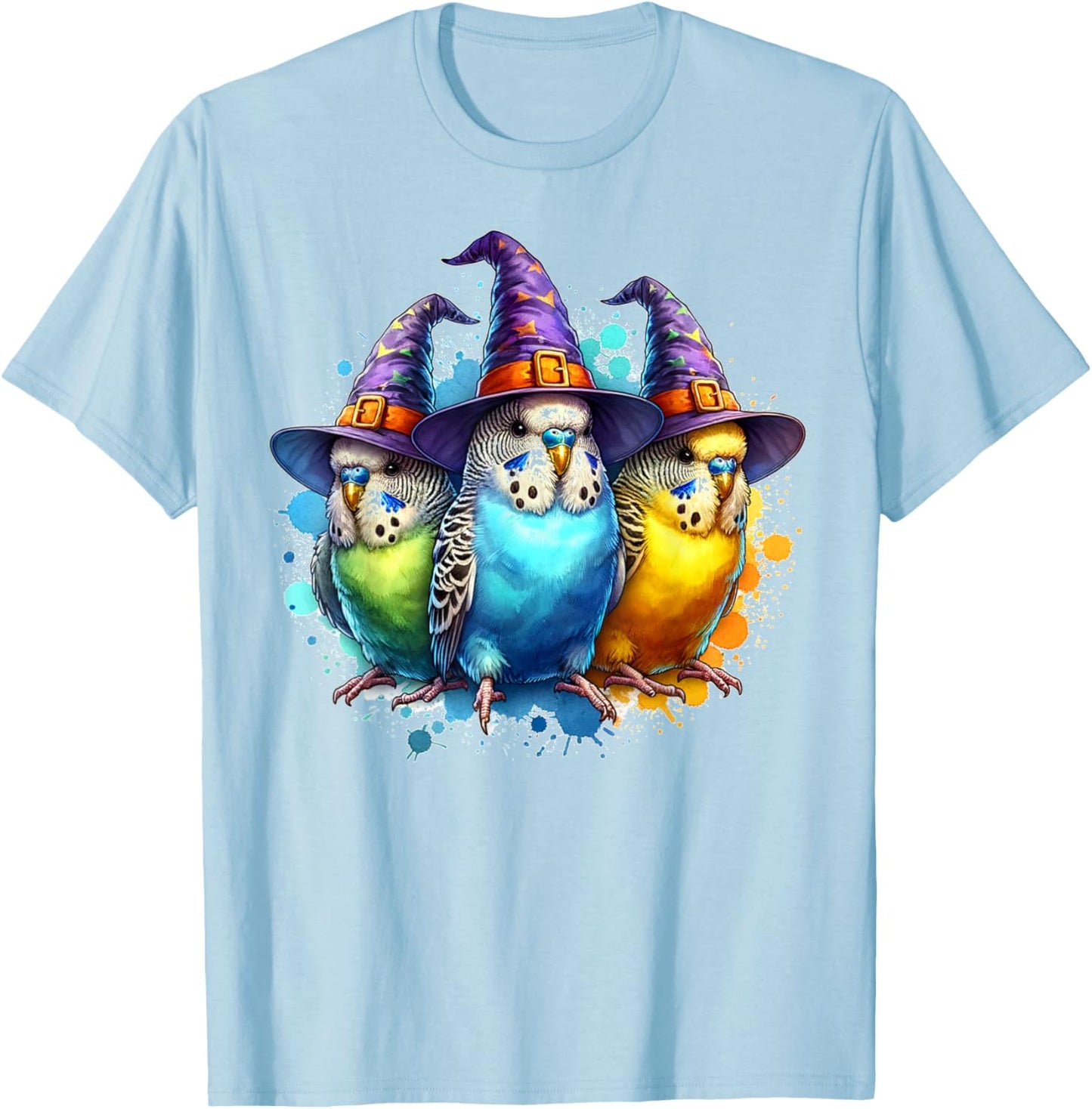 Funny Budgie Halloween Costume Spooky Season Budgies Witch T-Shirt - T-Shirt | Light Blue