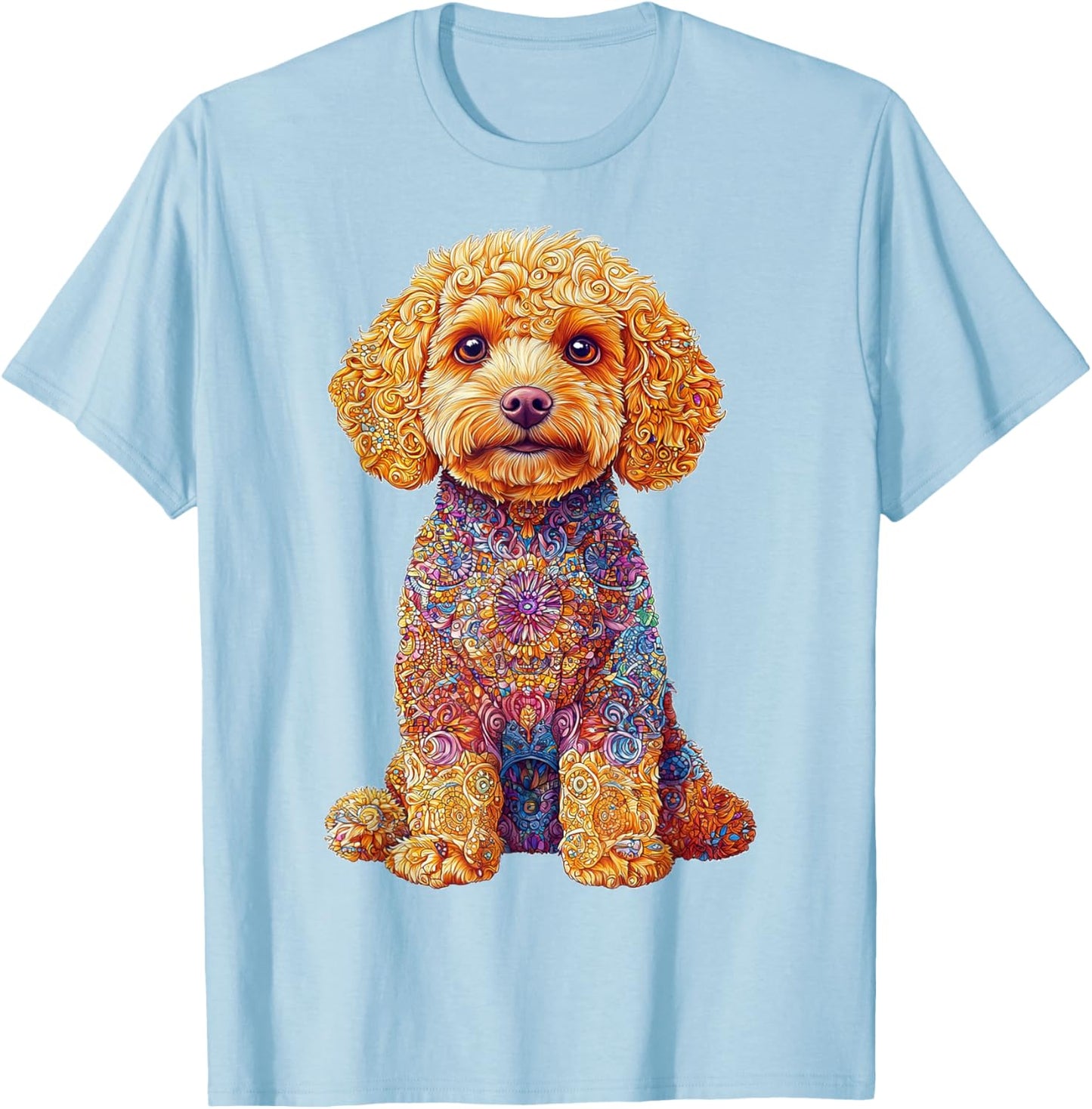 Maltipoo Dog Motif Pet Artwork Mandala Maltipoo T-Shirt - T-Shirt | Light Blue