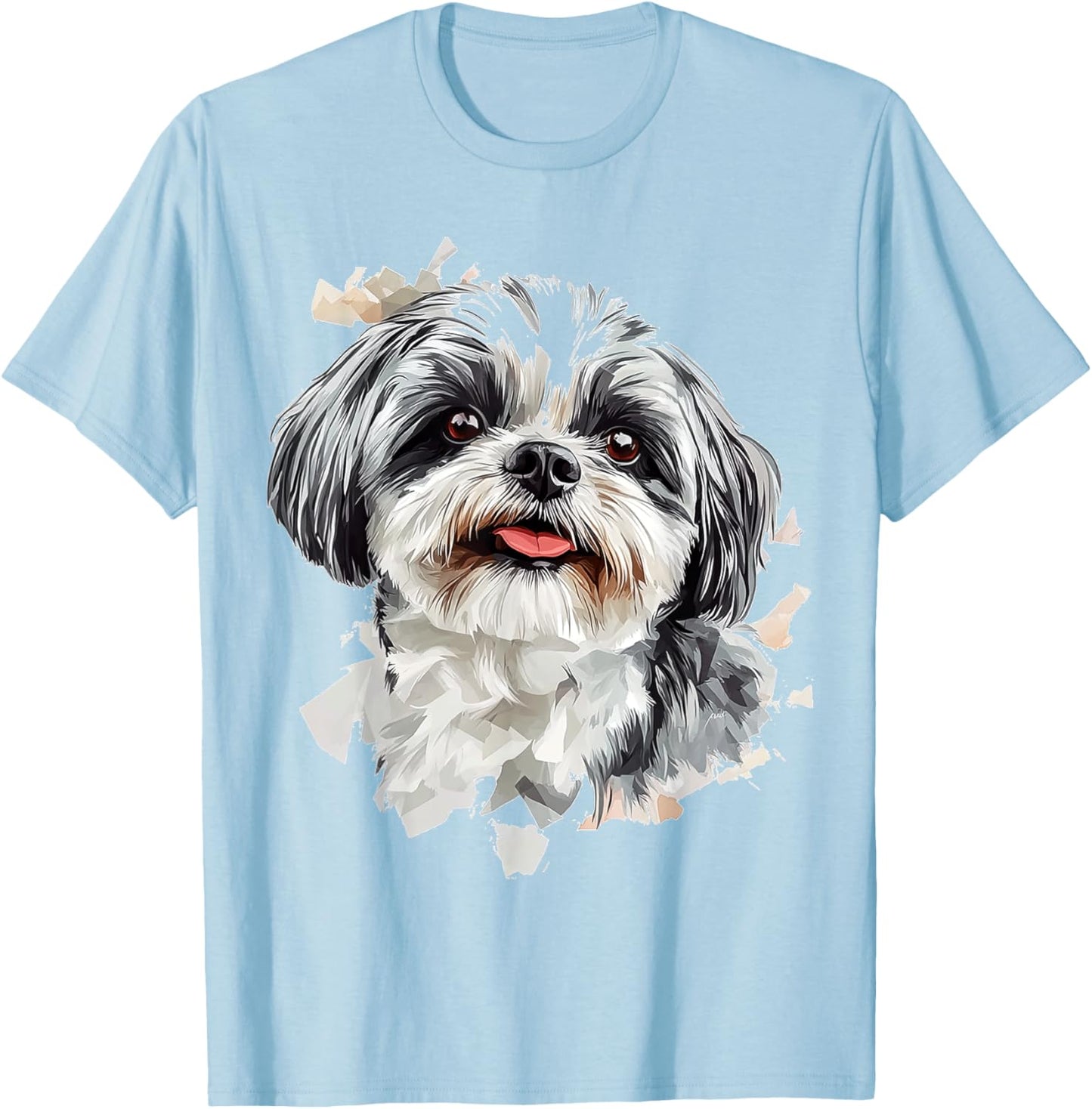 Shih Tzu Dog Motif Pet Illustration Shih Tzu Women Kids T-Shirt - T-Shirt | Light Blue