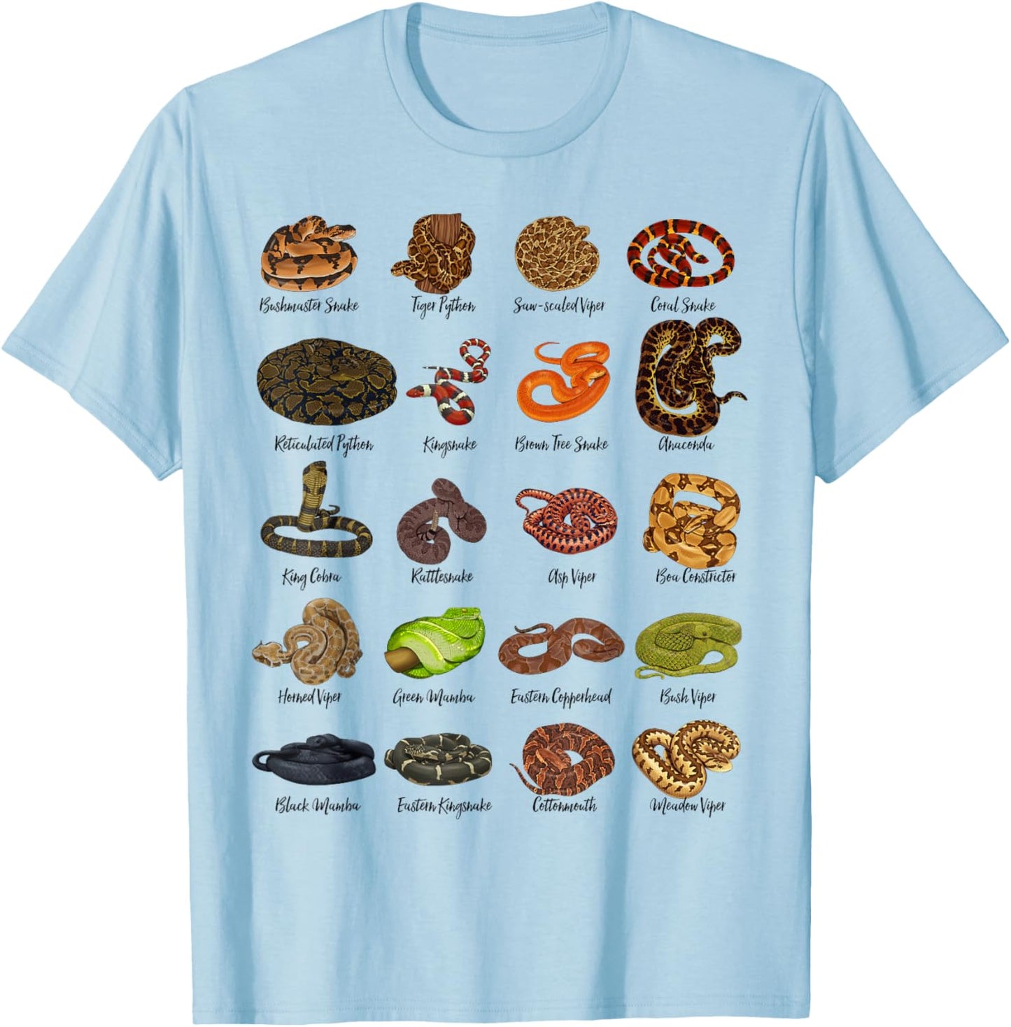 Snake drawings - many snakes T-Shirt - T-Shirt | Light Blue