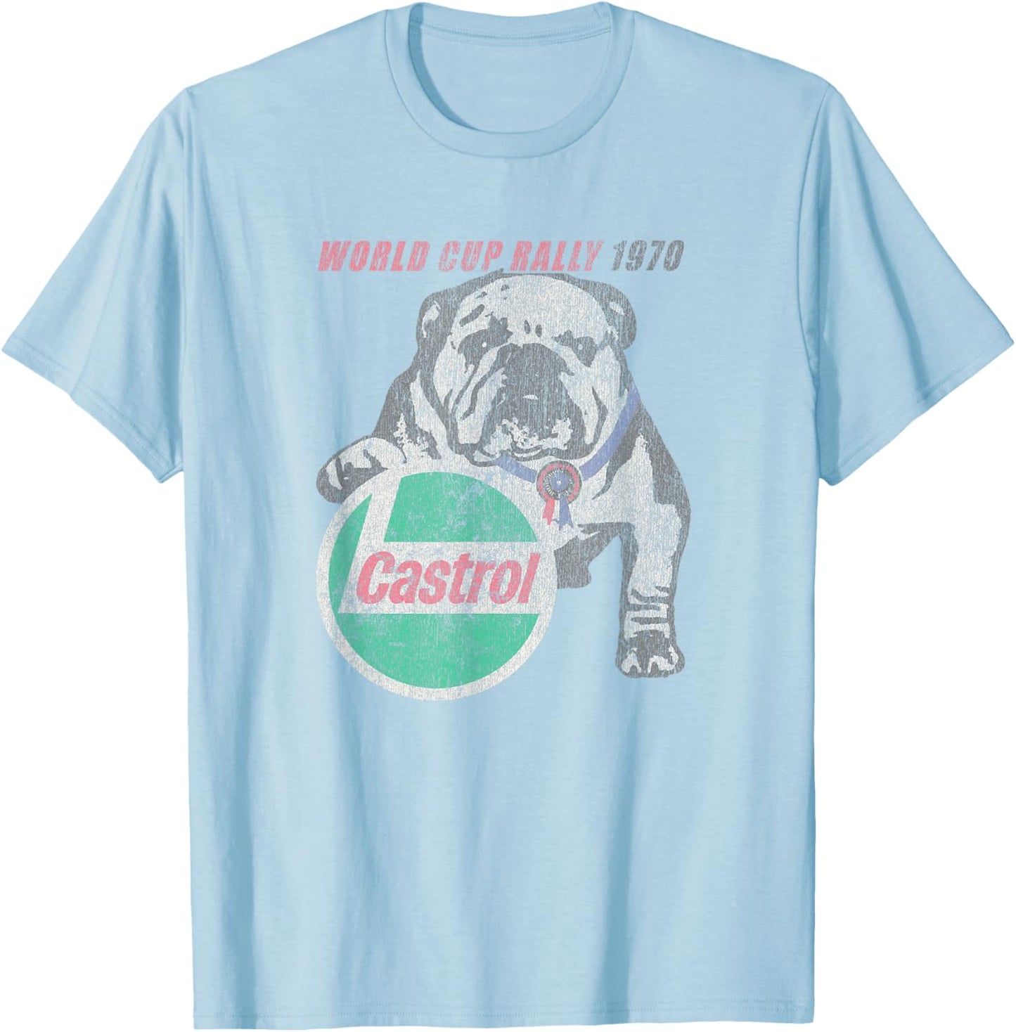 Castrol Vintage Logo - Men's Adults White Small Classic Fit Short Sleeve T-Shirt - T-Shirt | Light Blue